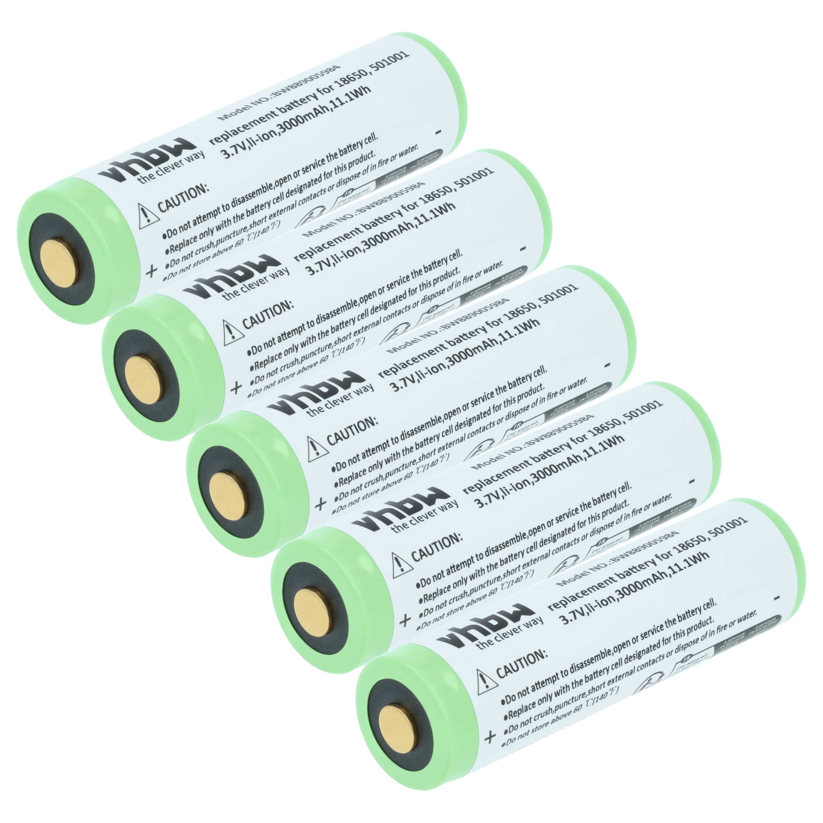 Torch - 5x Battery replaces Ledlenser 501001 - 3 Ah 3.7 V Li-Ion