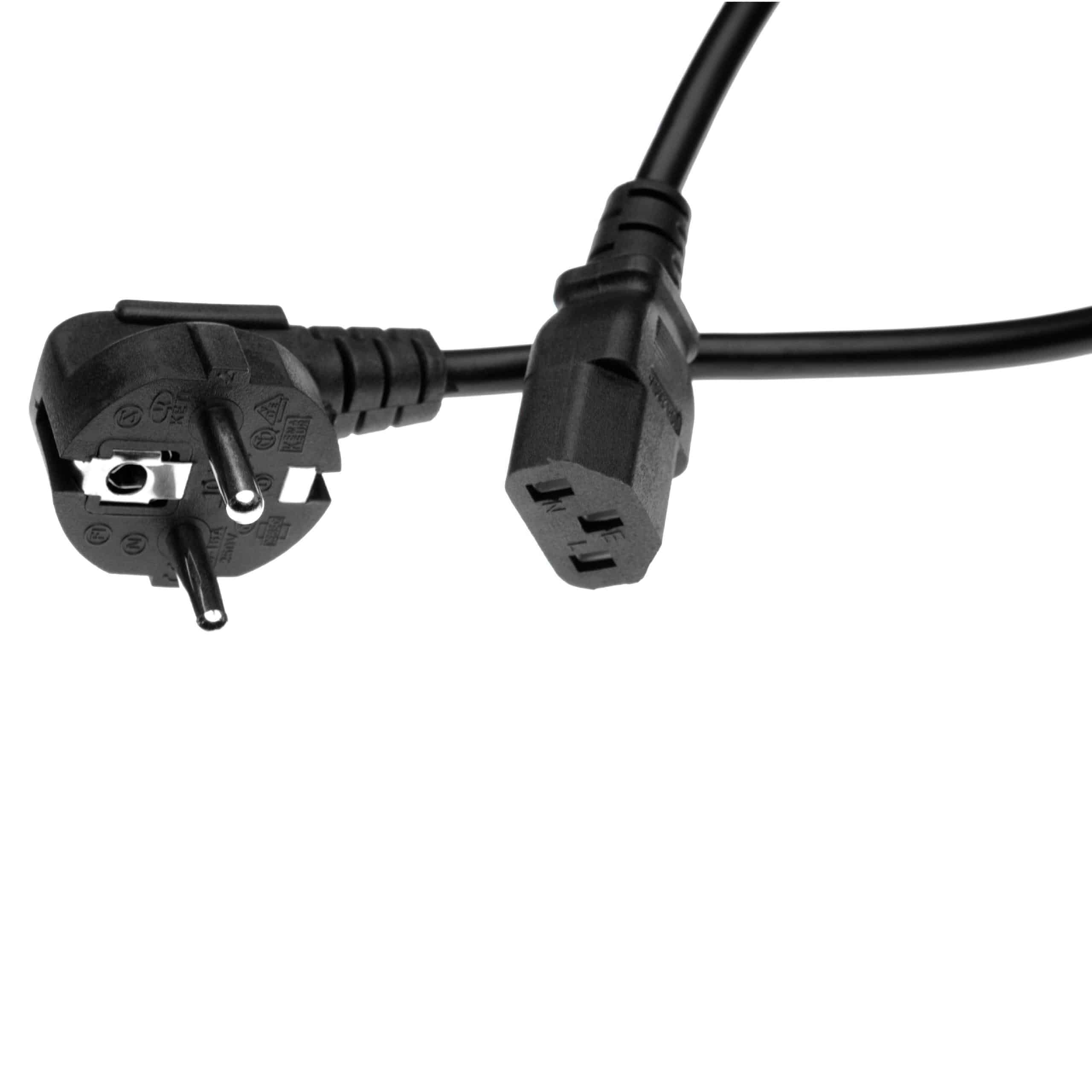vhbw 2x Câble connecteur euro type F compatible avec appareils électriques comme PC moniteur - Prise C13, 1,