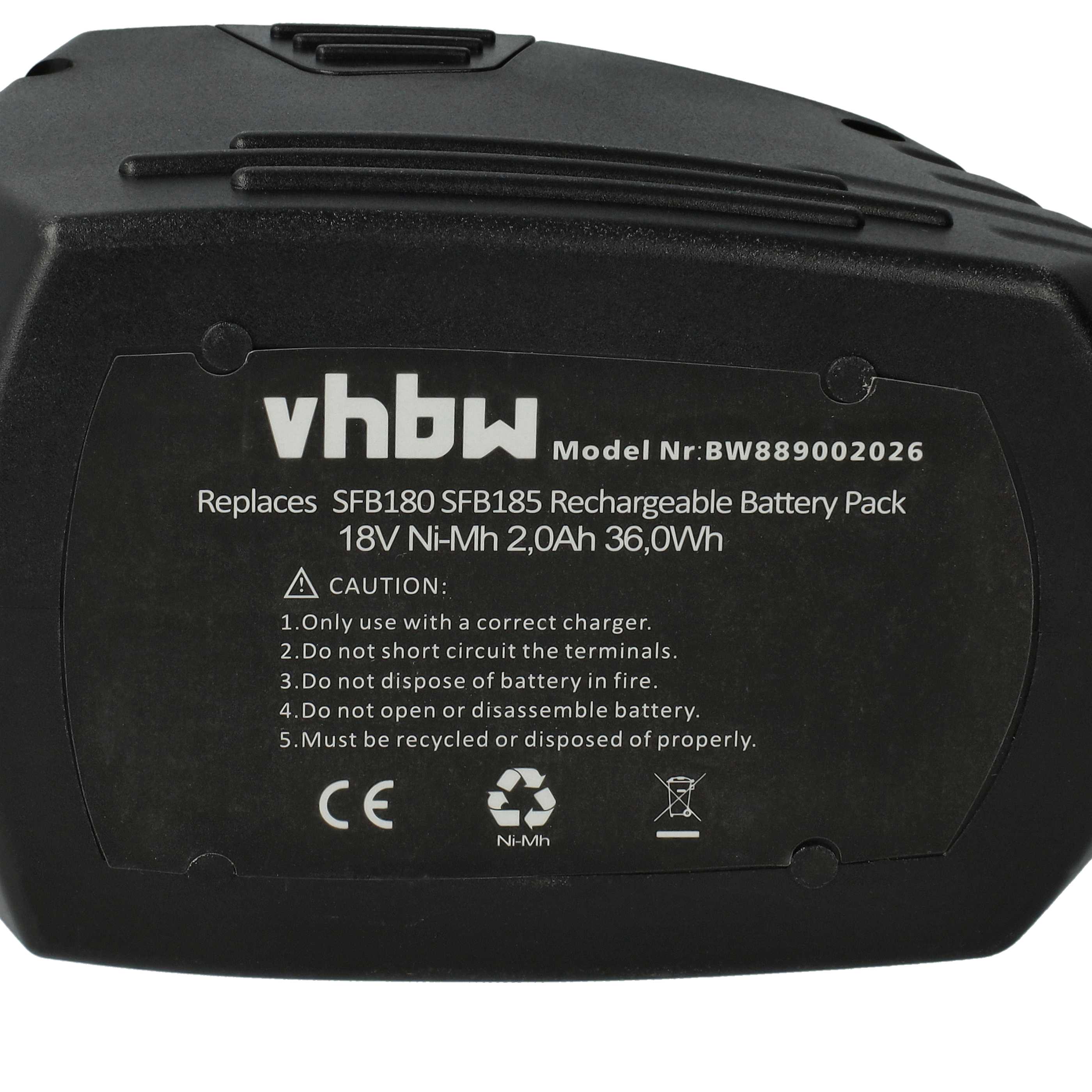 Electric Power Tool Battery Replaces Hilti SFB185, SFB180, SFB185, SFB180 - 2000 mAh, 18 V, NiMH