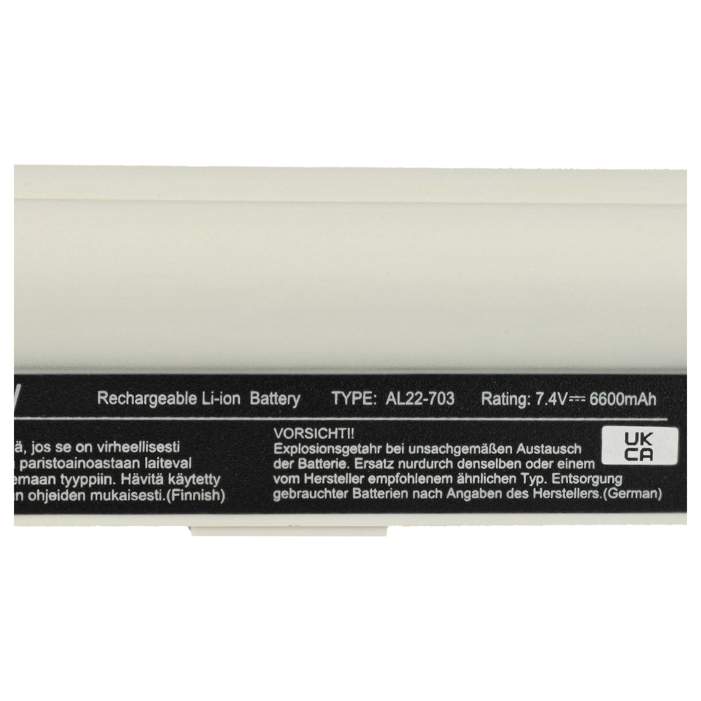 Akumulator do laptopa zamiennik Asus AL22-703 - 6600 mAh 7,4 V Li-Ion, biały