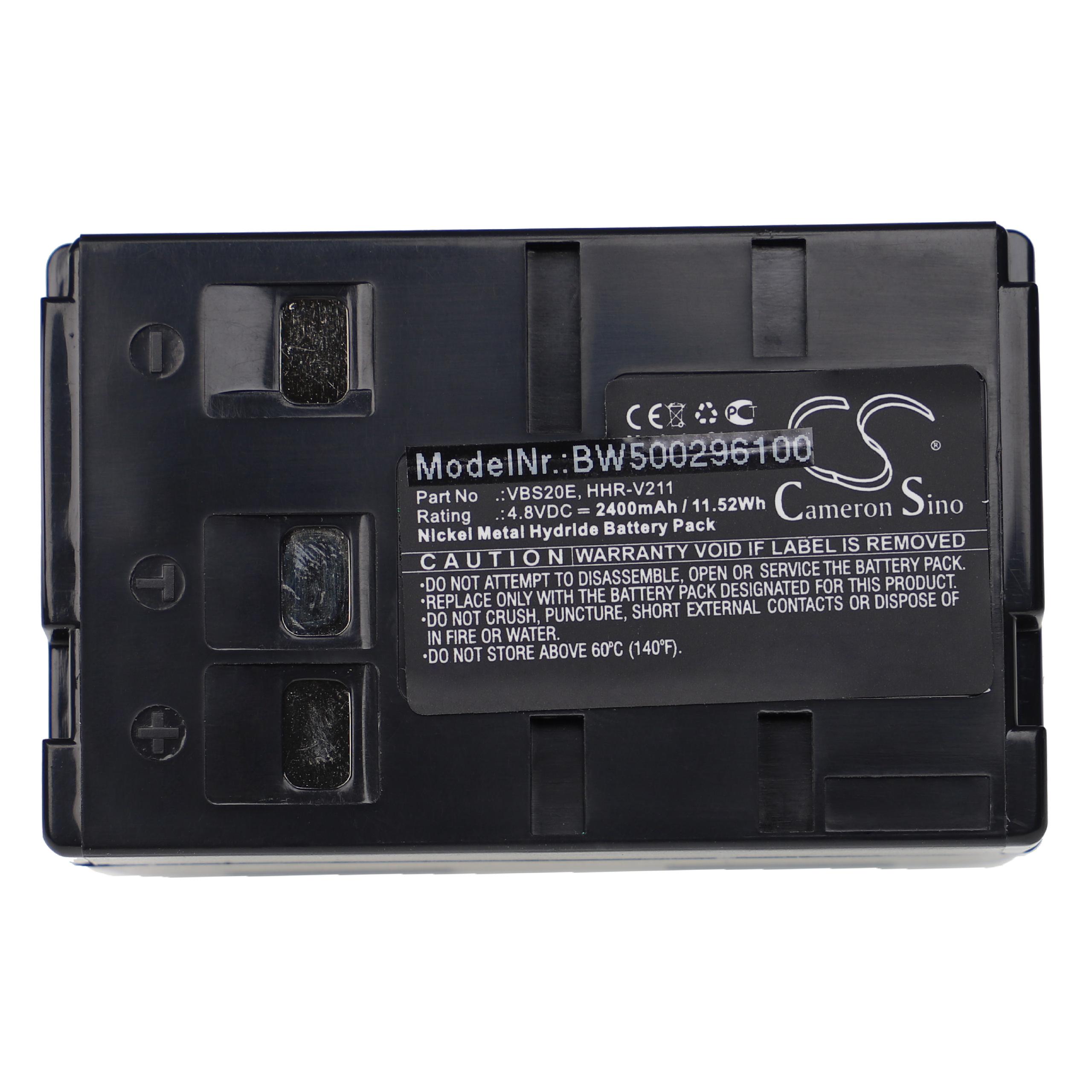 Videocamera Battery Replacement for Panasonic HHR-V211, VW-VBH10E, HHR-V212, P-V212, PV211 - 2400mAh 4.8V NiMH