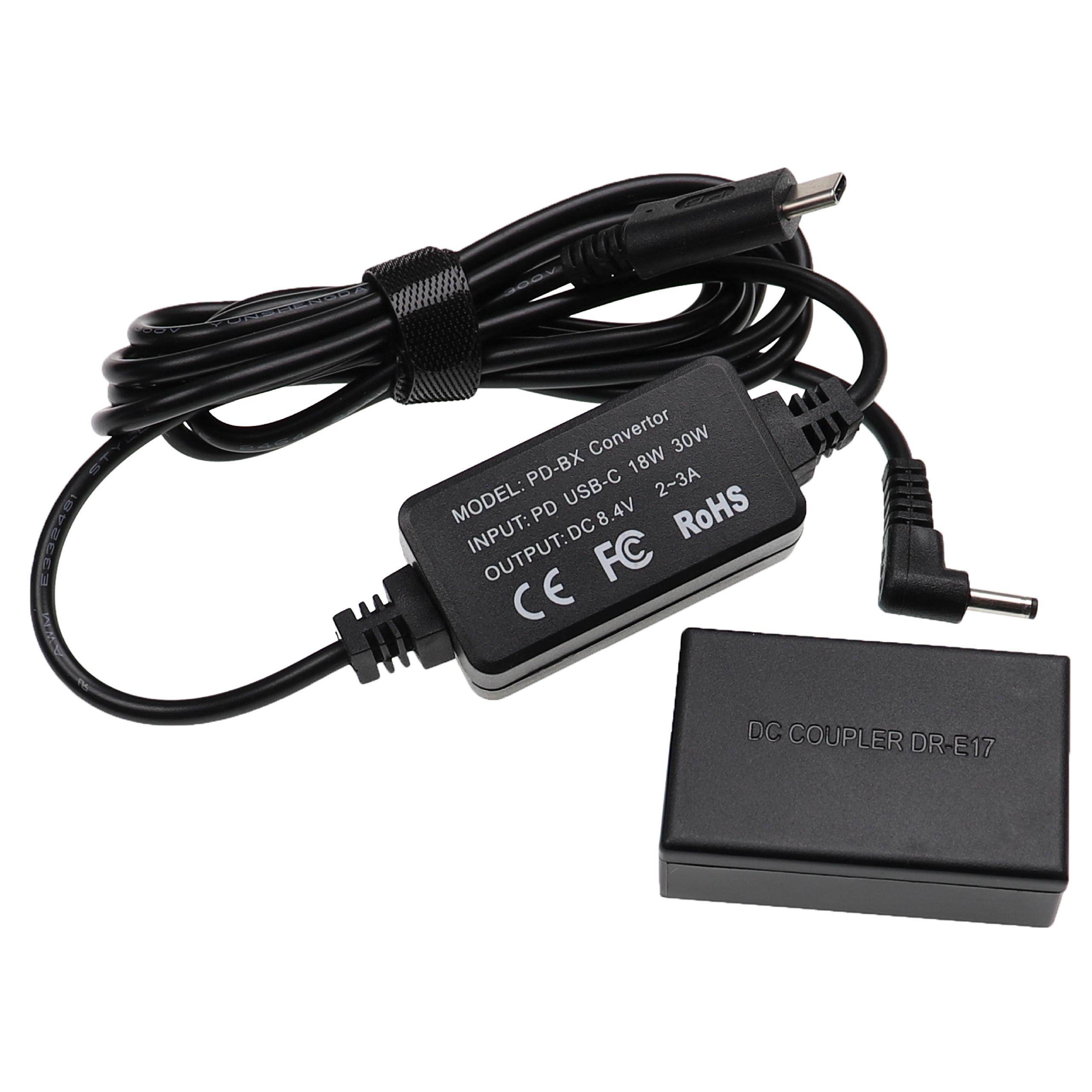 USB Power Supply replaces ACK-E17 for Camera + DC Coupler as Canon DR-E17 - 2 m, 8.4 V 3.0 A
