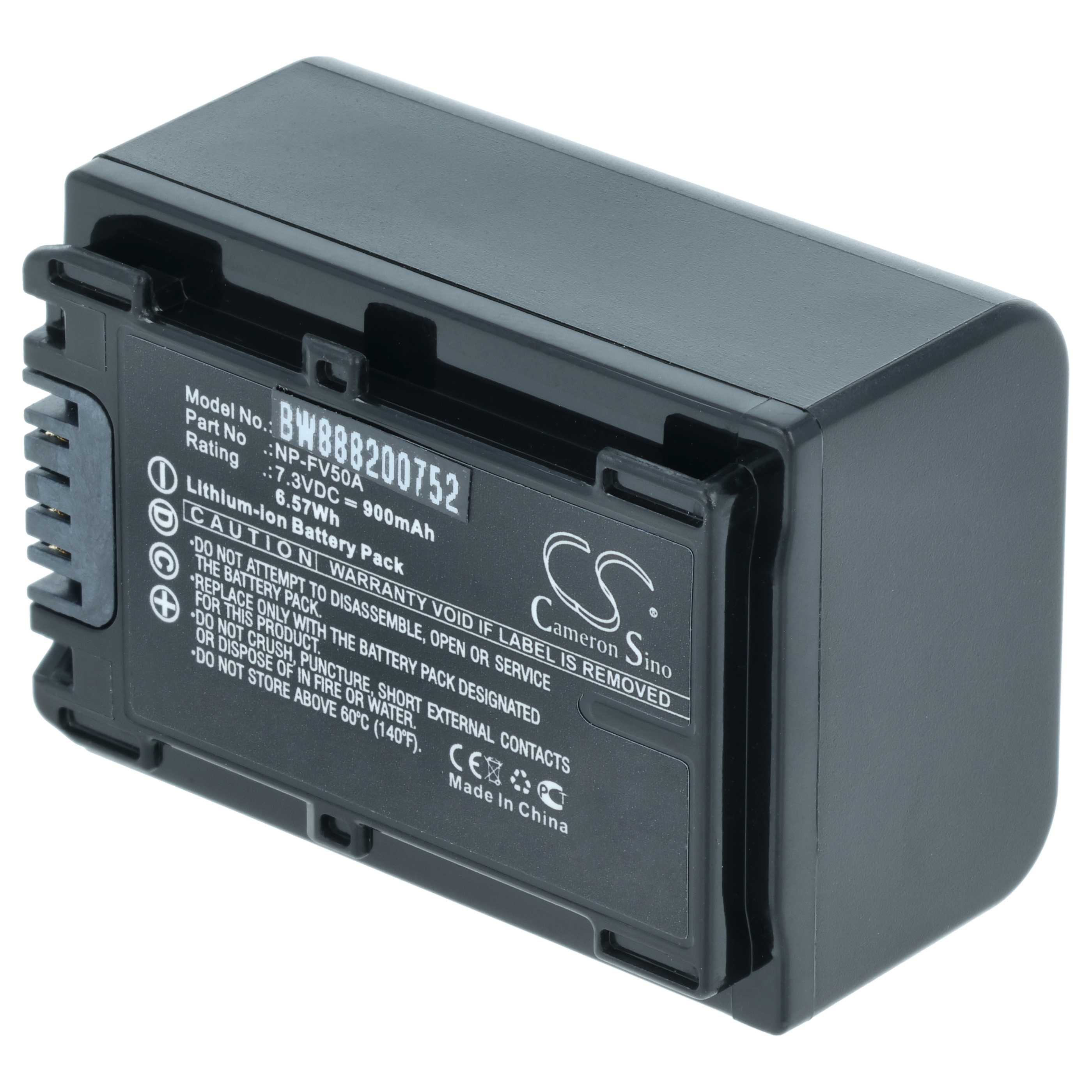 Videocamera 2x Battery replaces Sony NP-FV50A - 900 mAh 7.3 V Li-Ion