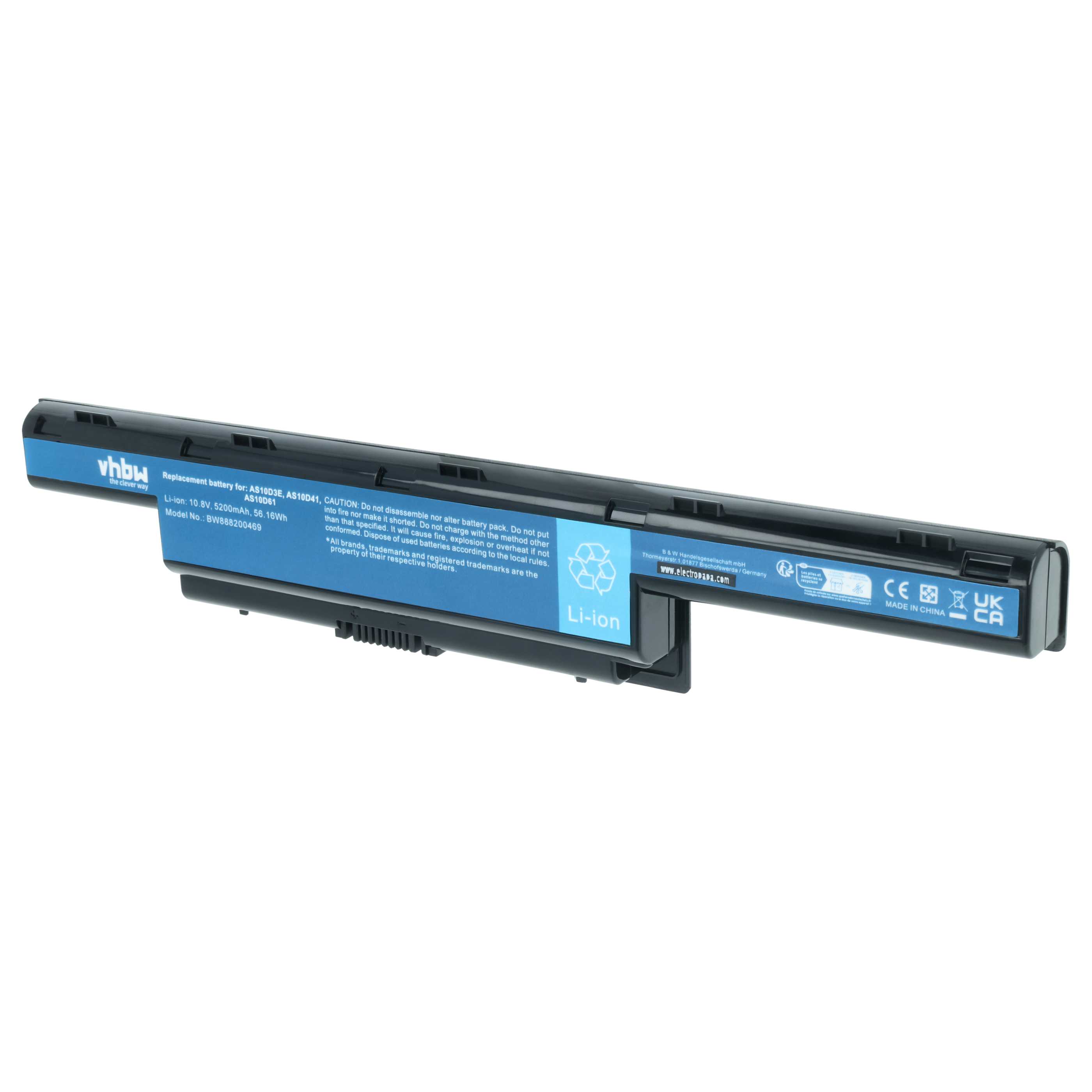 Akumulator do laptopa zamiennik Acer 31CR19/65-2, 31CR19/66-2, 31CR19/652 - 5200 mAh 10,8 V LiPo, czarny