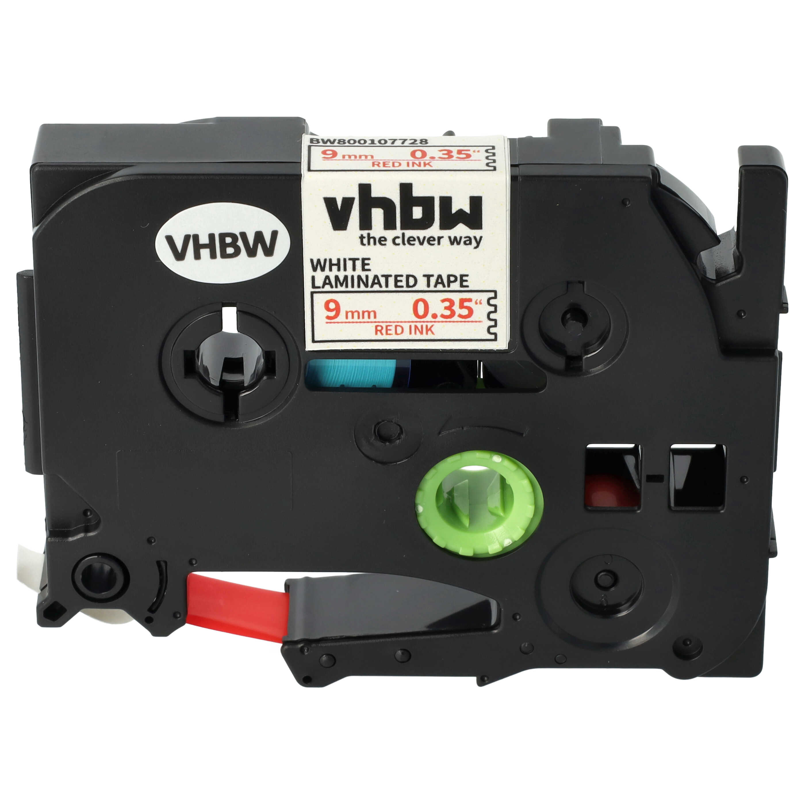 Label Tape as Replacement for Brother TZE-222 - 9 mm Red to White