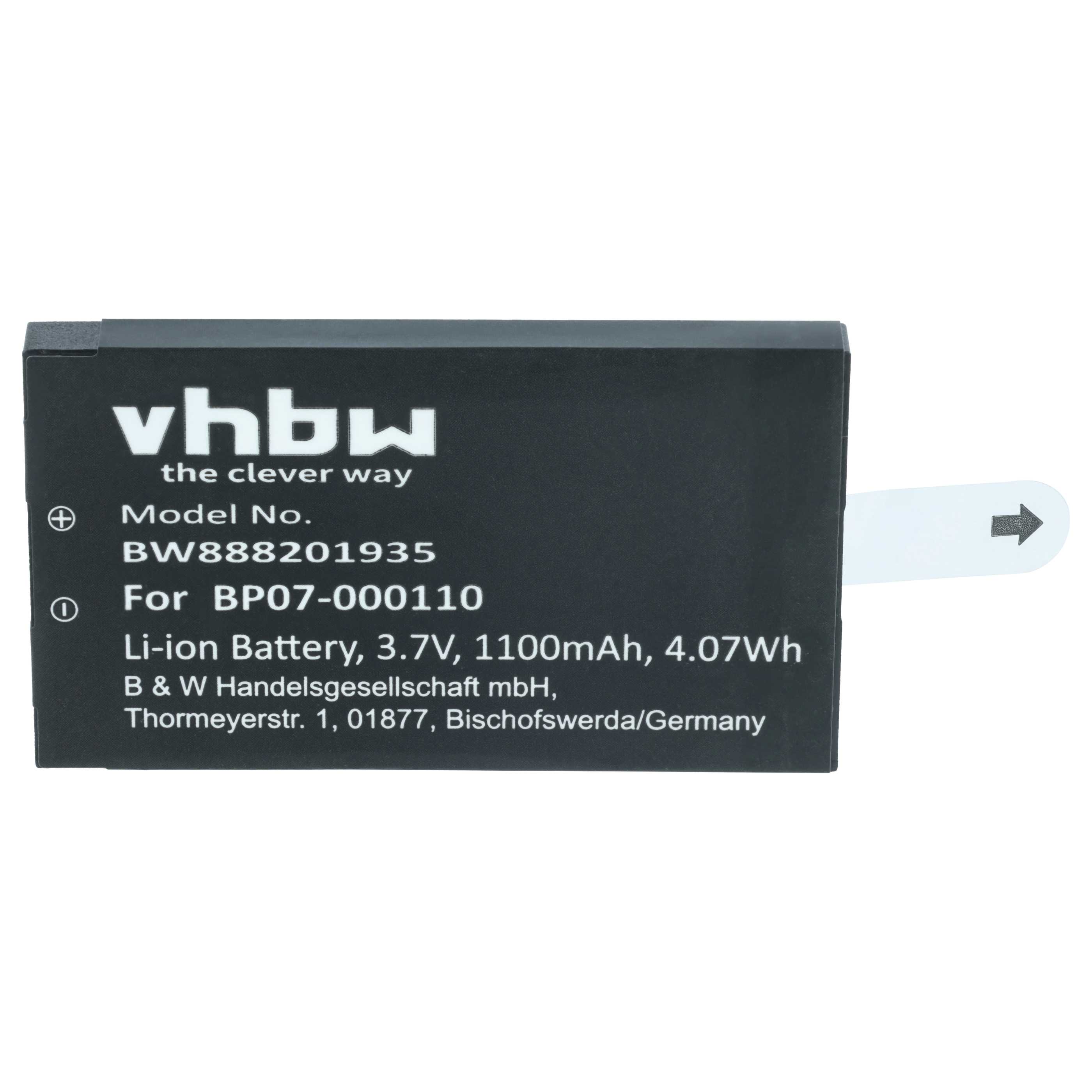 Batería reemplaza Datalogic 11300794, 3H21-00000370 para escáner código de barras (1100 mAh, 3,7 V, Li-Ion)