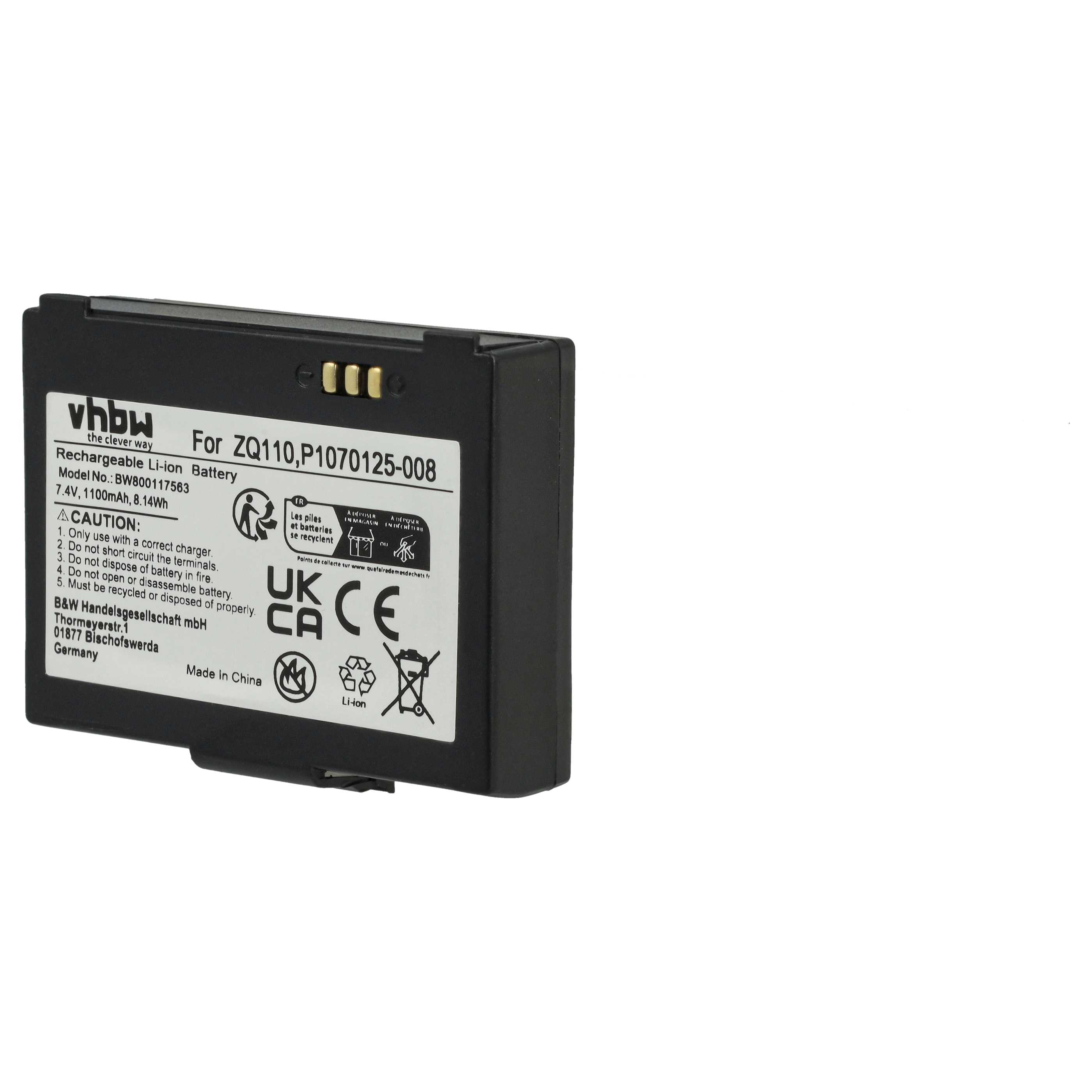 5x Batteries remplace Bixolon K409-00007A, PBP-R200 pour scanner de code-barre Bixolon - 1100mAh 7,4V
