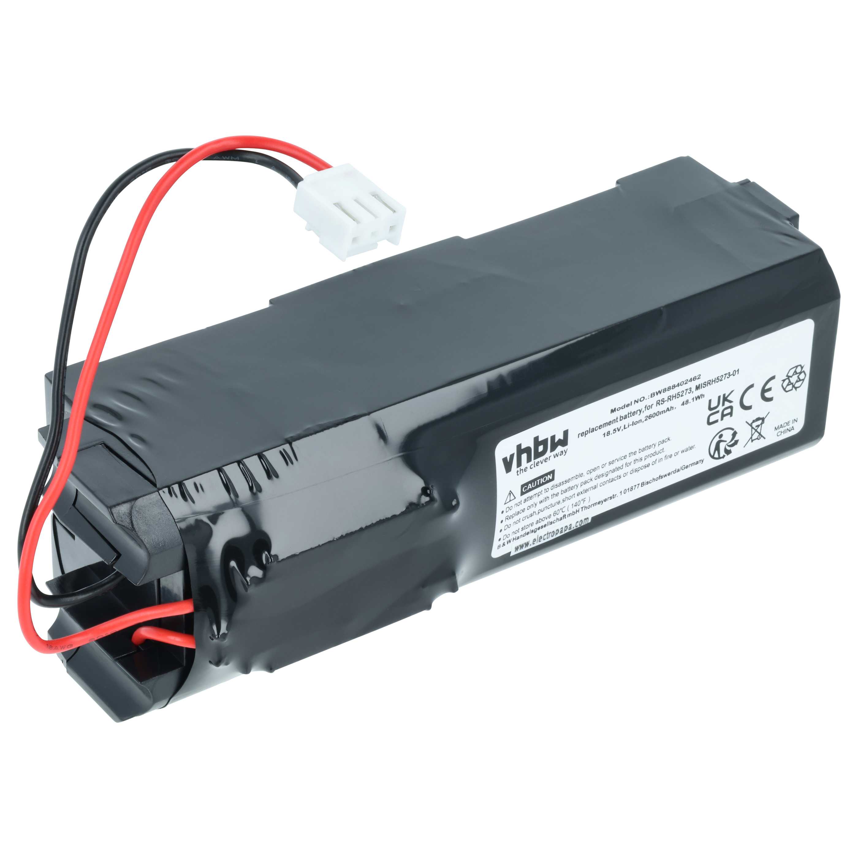 Battery replaces Rowenta MISRH5273-01, RS-RH5273 for Tefal etc. 2600mAh, 18.5V, Li-polymer