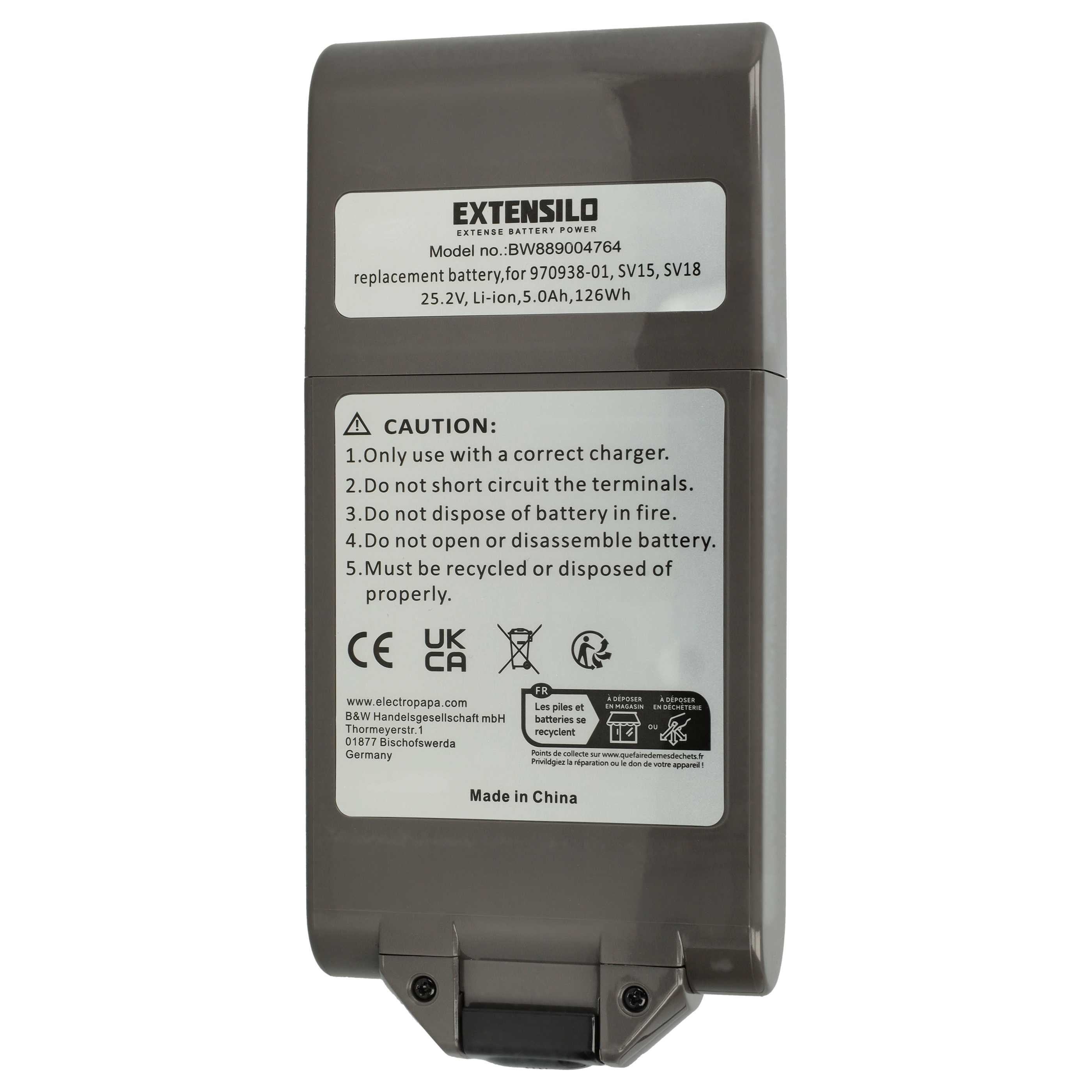 Extensilo Batterie pour aspirateur Dyson V11, V15, SV15, SV17, SV18 - 5000mAh