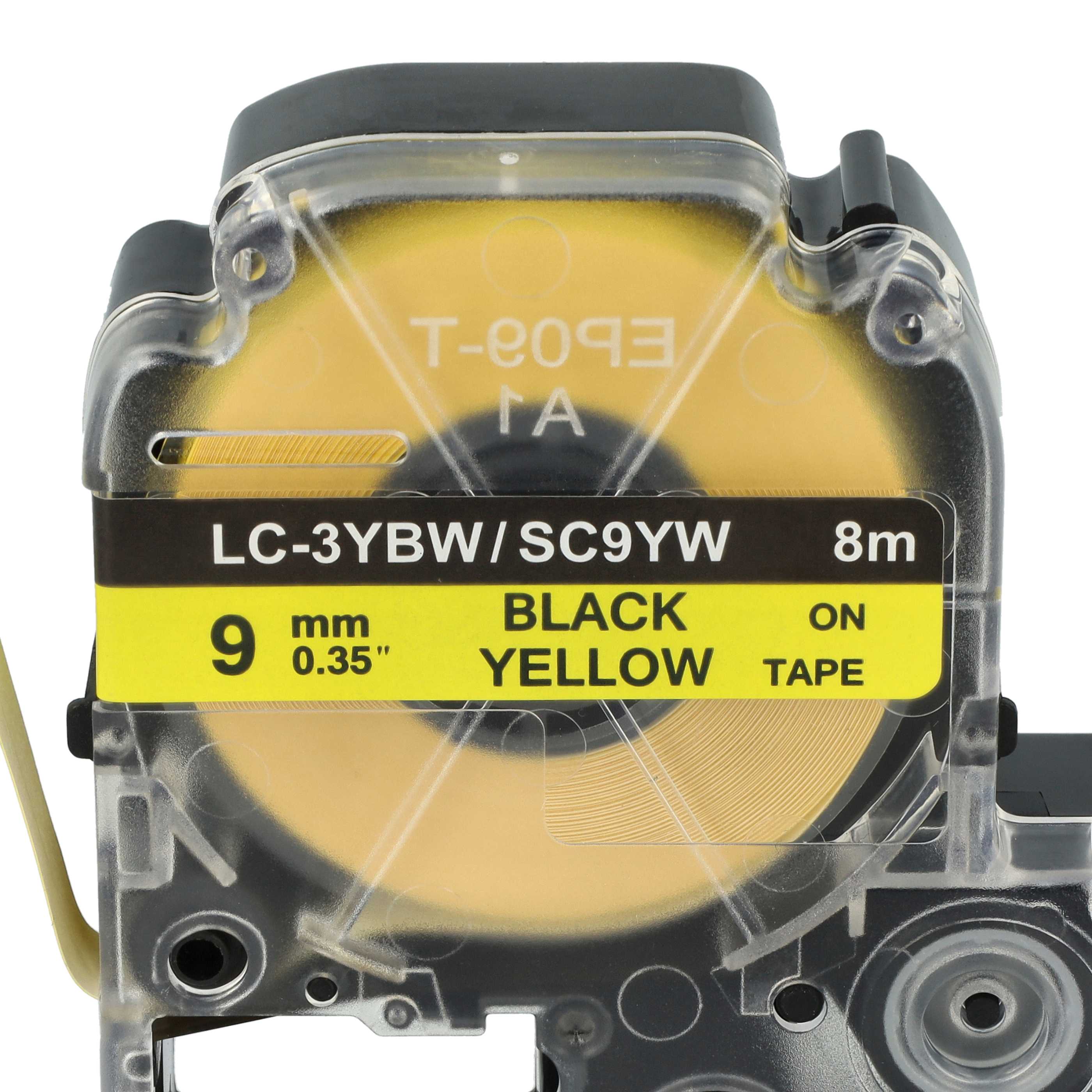 Label Tape as Replacement for Epson LC-3YBW - 9 mm Black to Yellow, plastic