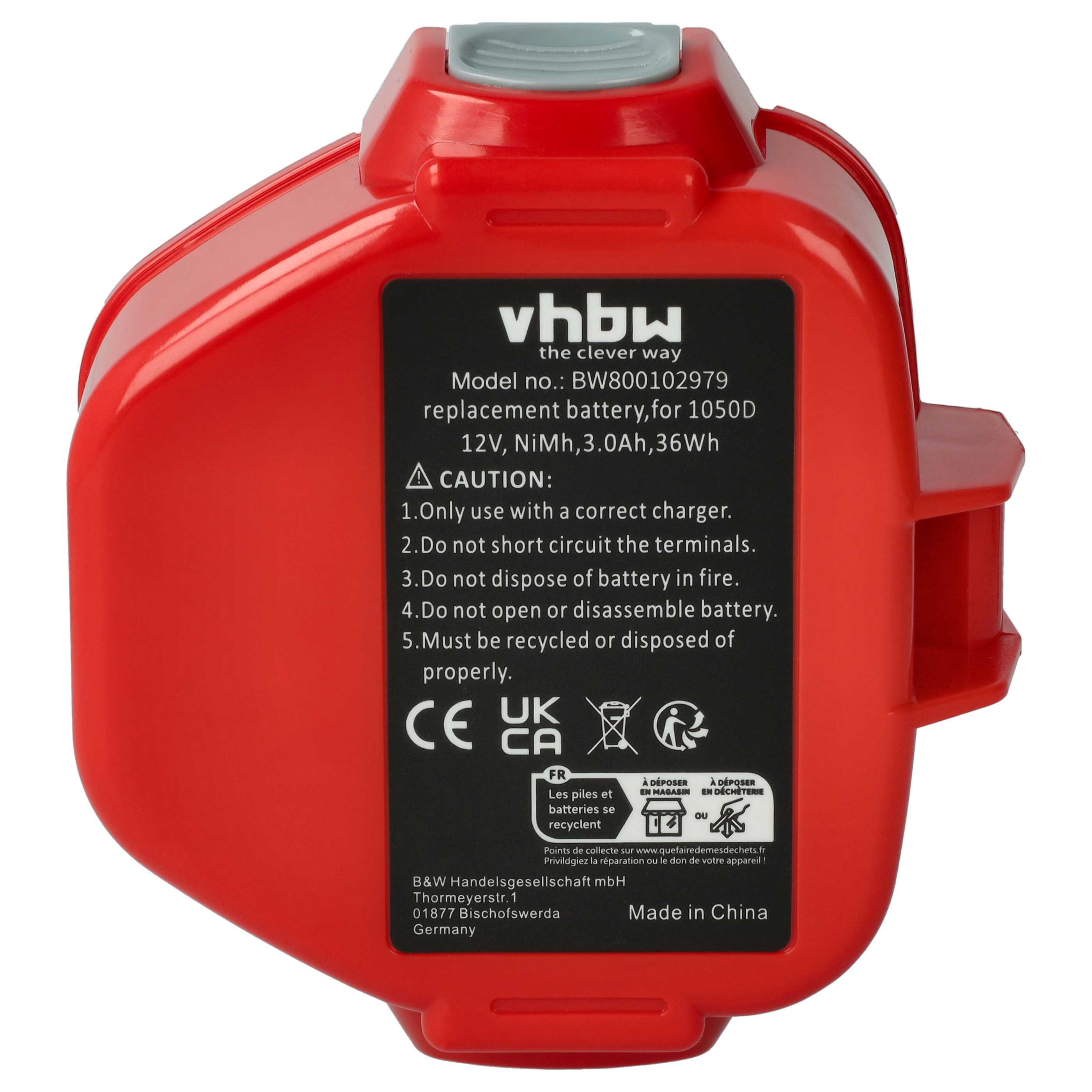 Battery replaces Klauke RA4, RA5, RA3 Electric Power Tool - 3000 mAh, 12 V, NiMH
