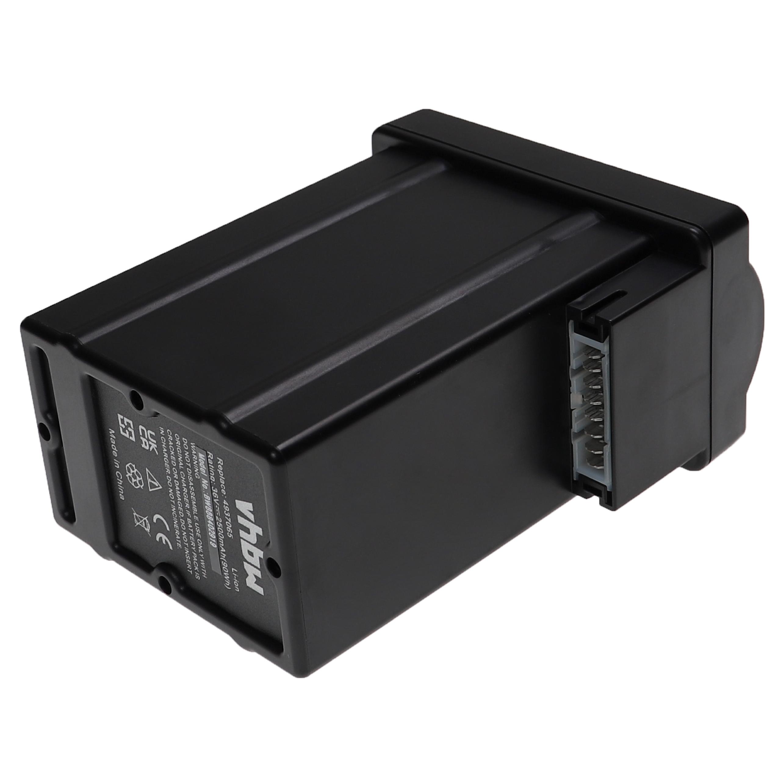 Lawnmower Battery Replacement for Wolf Garten Li-Ion Power-Pack 1, 4939090 - 2500mAh 36V Li-Ion, black