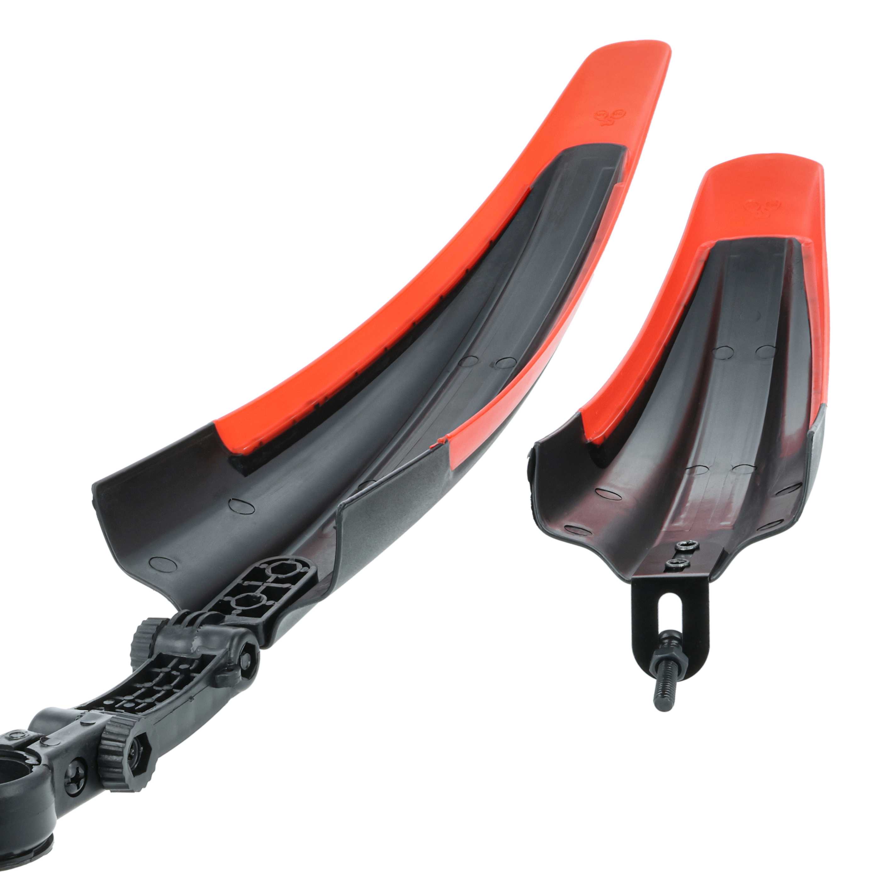 2x Mud Guard for Front Wheel, Back Wheel suitable for Mountain Bikes with 24/26" Tyres - black / red