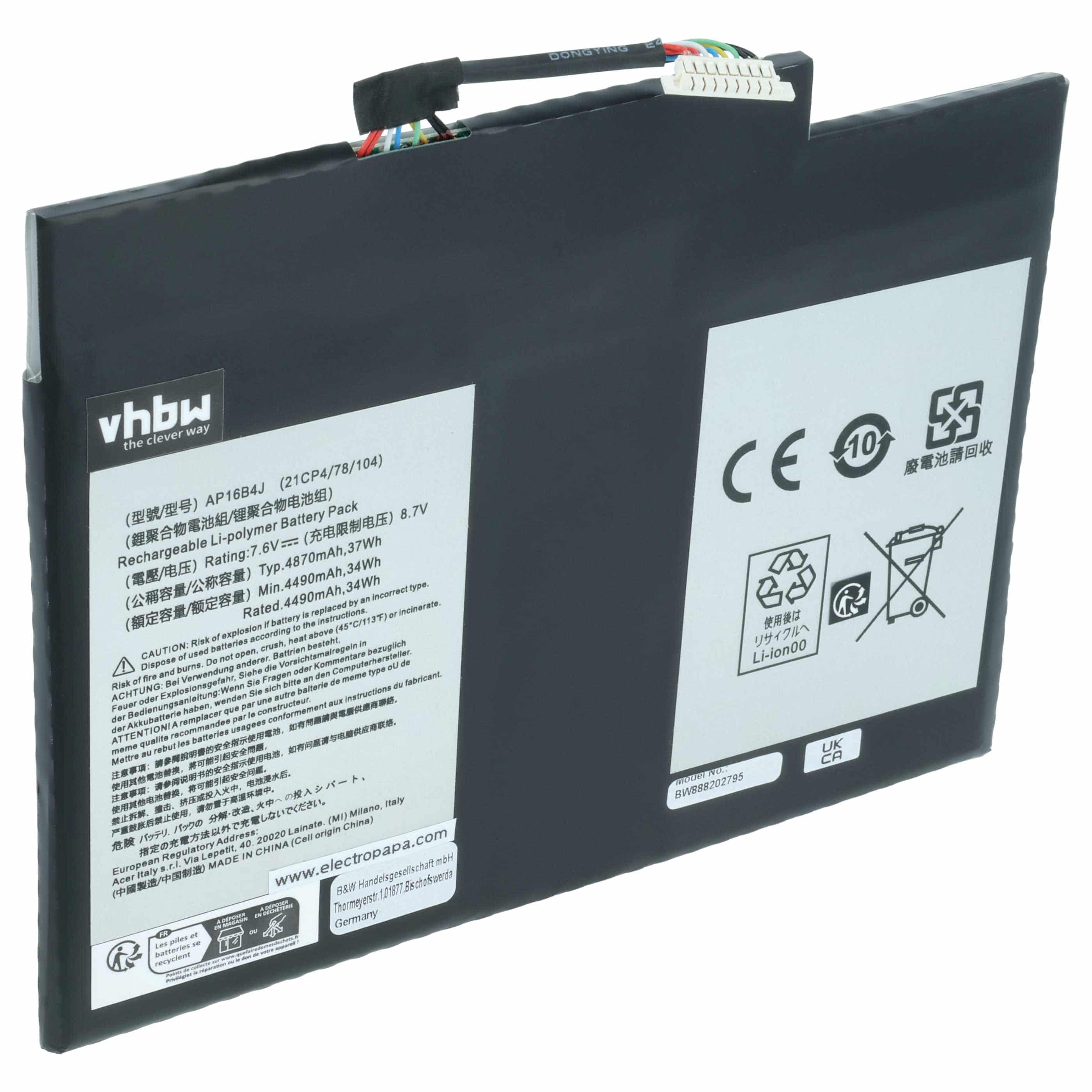 Akumulator do laptopa zamiennik Acer KT.00204.003, NT.LCDAA.014, AP16B4J, NT.LCDEK.002 - 4450 mAh 7,6 V LiPo
