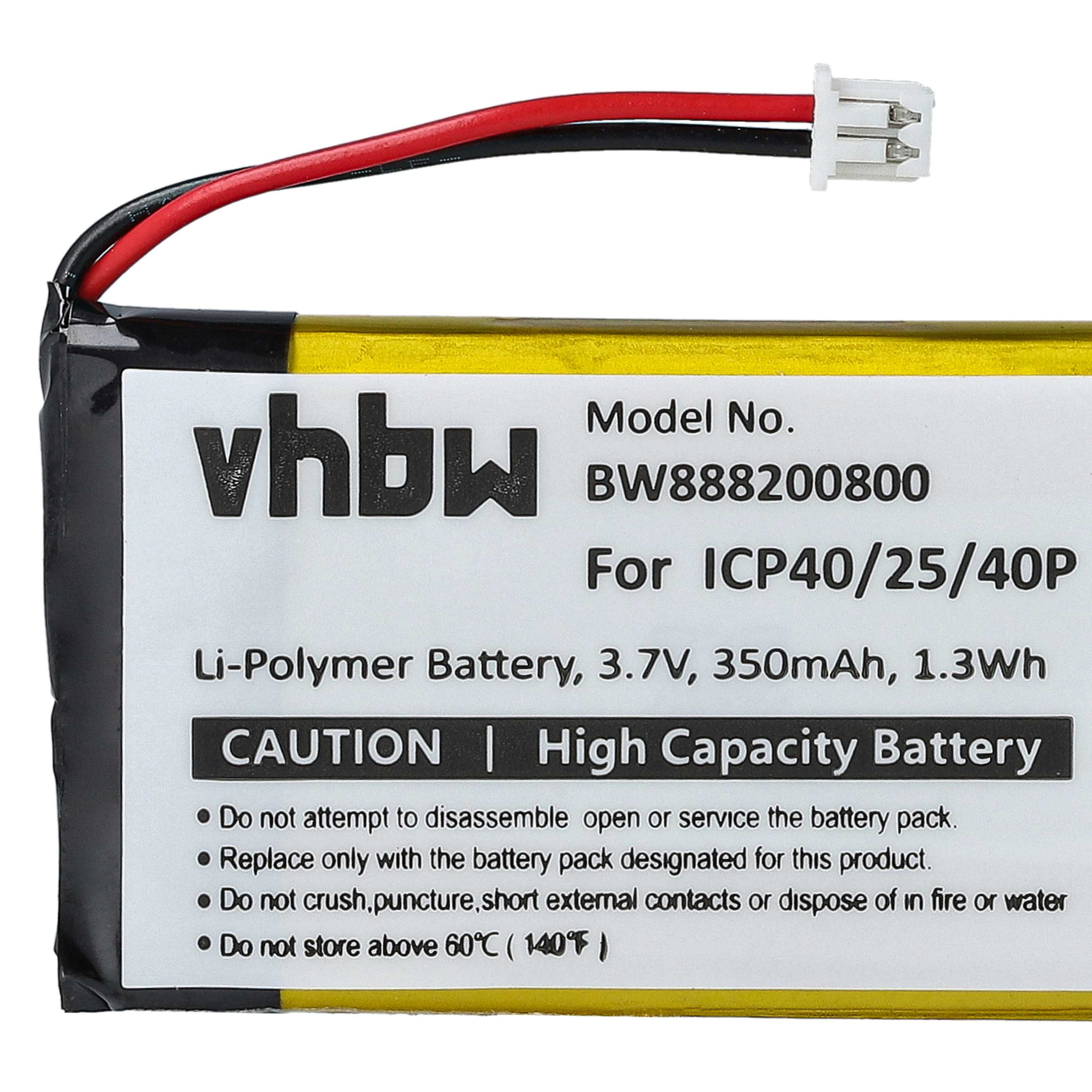 2x Akumulator do słuchawek bezprzewodowych zamiennik Sena ICP40/25/40P - 350 mAh 3,7 V LiPo