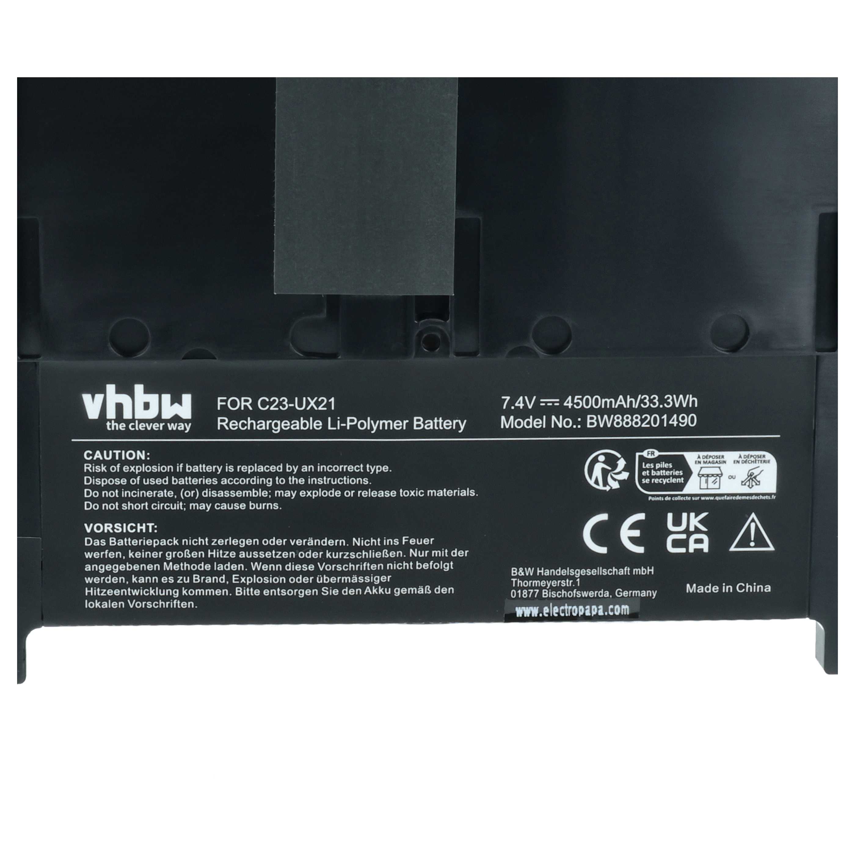 Akumulator do laptopa zamiennik Asus C23-UX21 - 4500 mAh 7,4 V LiPo