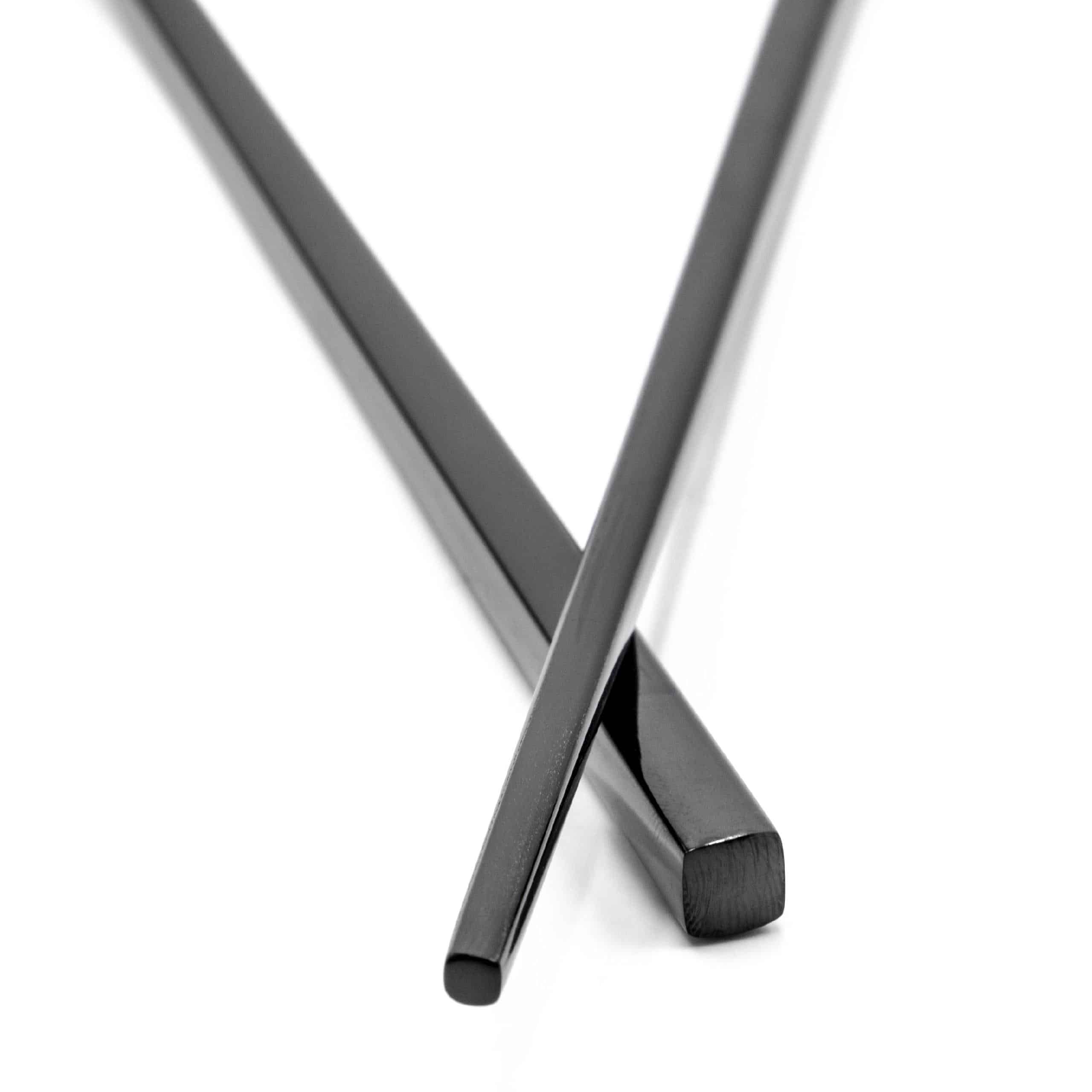 Set de palillos (1 par) - acero inoxidable, negro, 23 cm, reutilizable