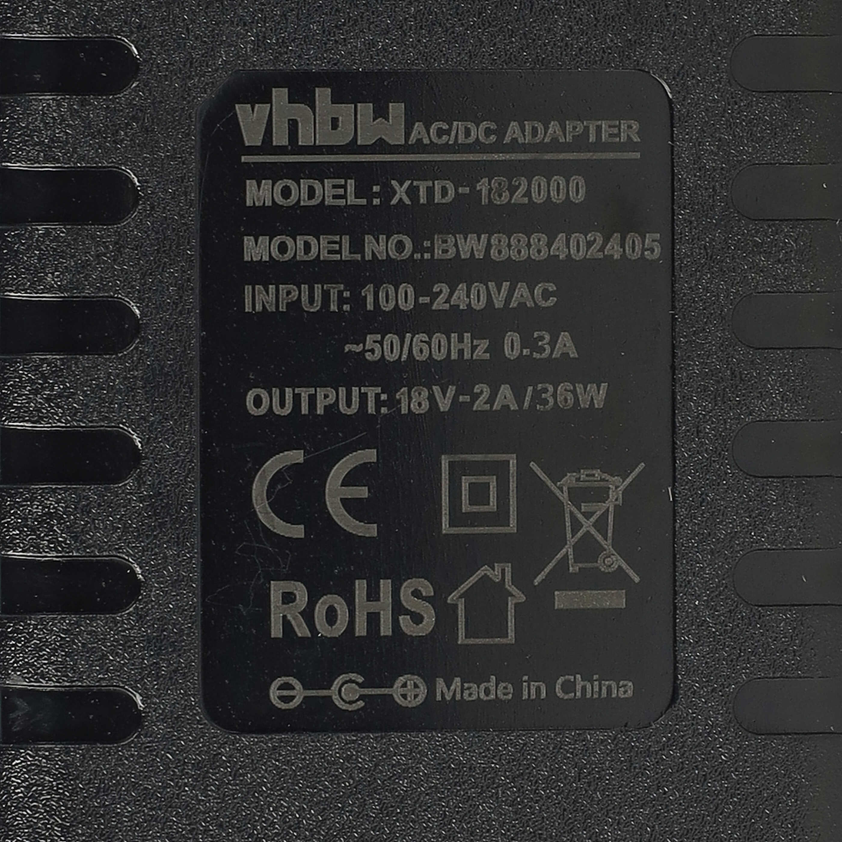 Netzteil mit 5,5 x 2,5 mm Stecker diverse Elektrogeräte - 18 V, 2 A
