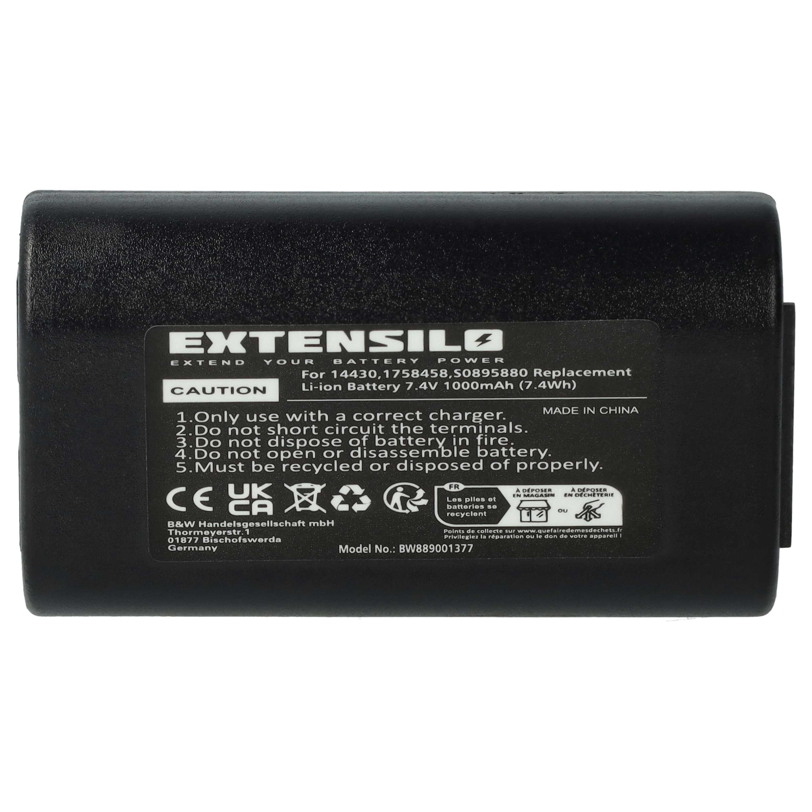 Printer 2x Battery replaces 3M W003688, S0895880 - 1000 mAh 7.4 V Li-Ion