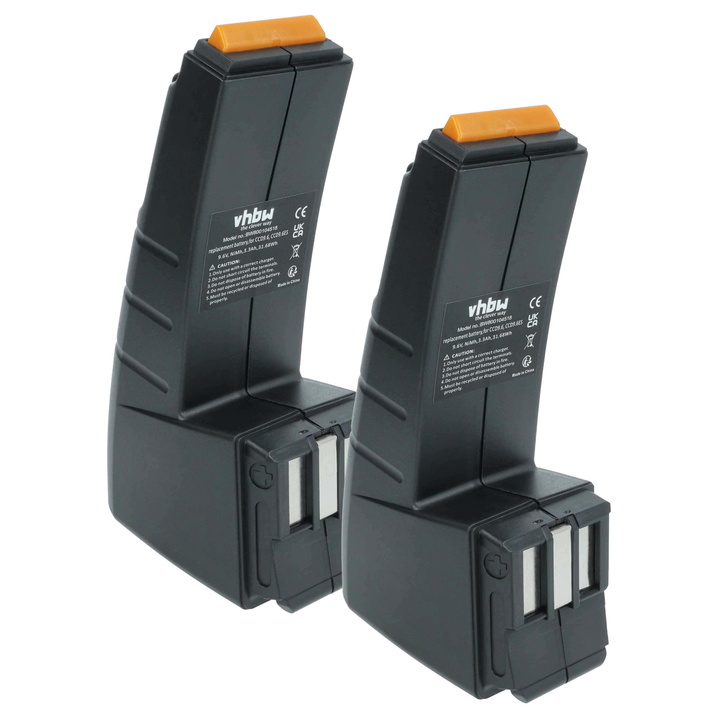 2x Battery replaces Festo Festool CCD9.6, CCD9.6FX, CCD9.6ES Electric Power Tool - 3300 mAh, 9.6 V, NiMH