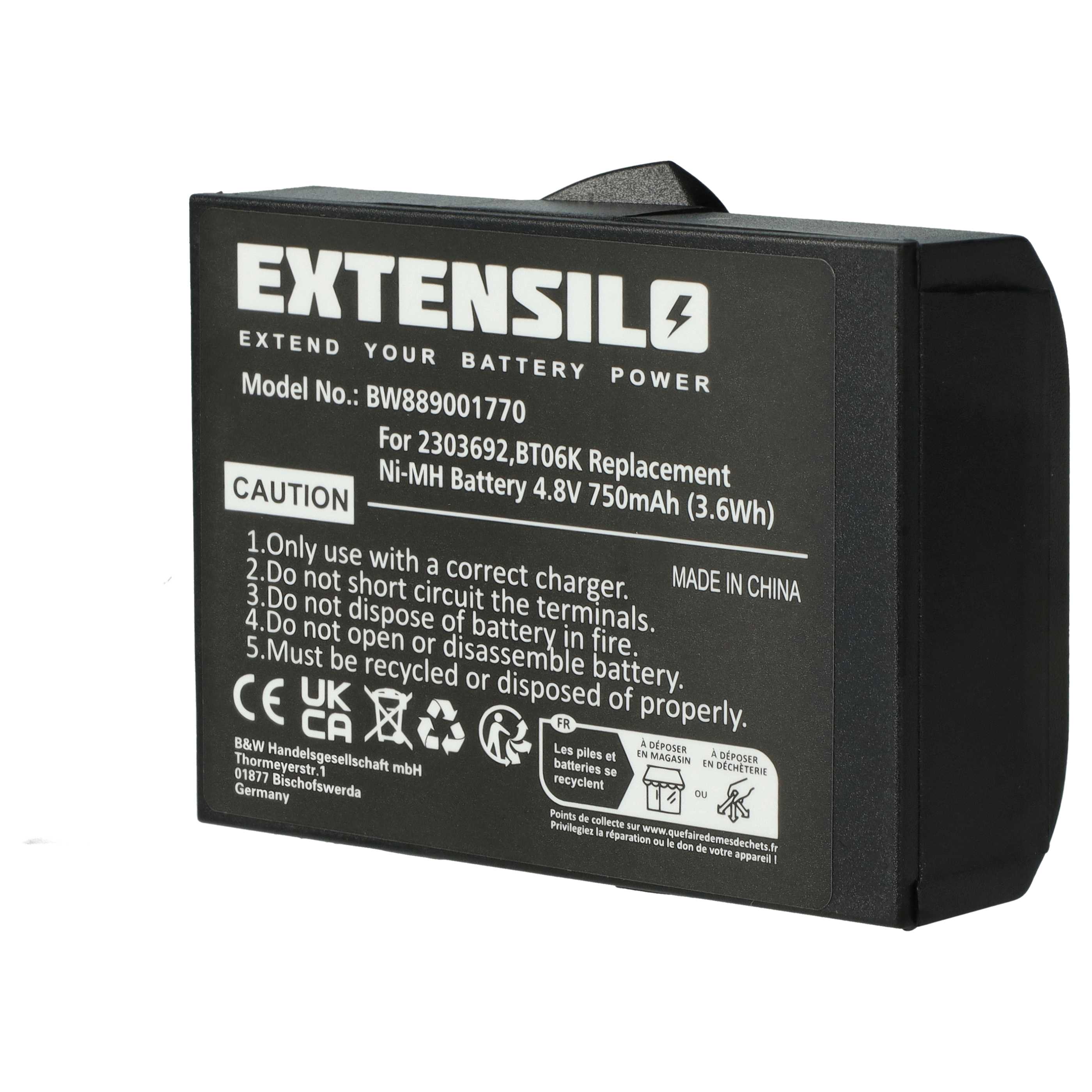Battery as Replacement for Danfoss BT06K, 2303692 Remote Control - 750 mAh 4.8 V NiMH