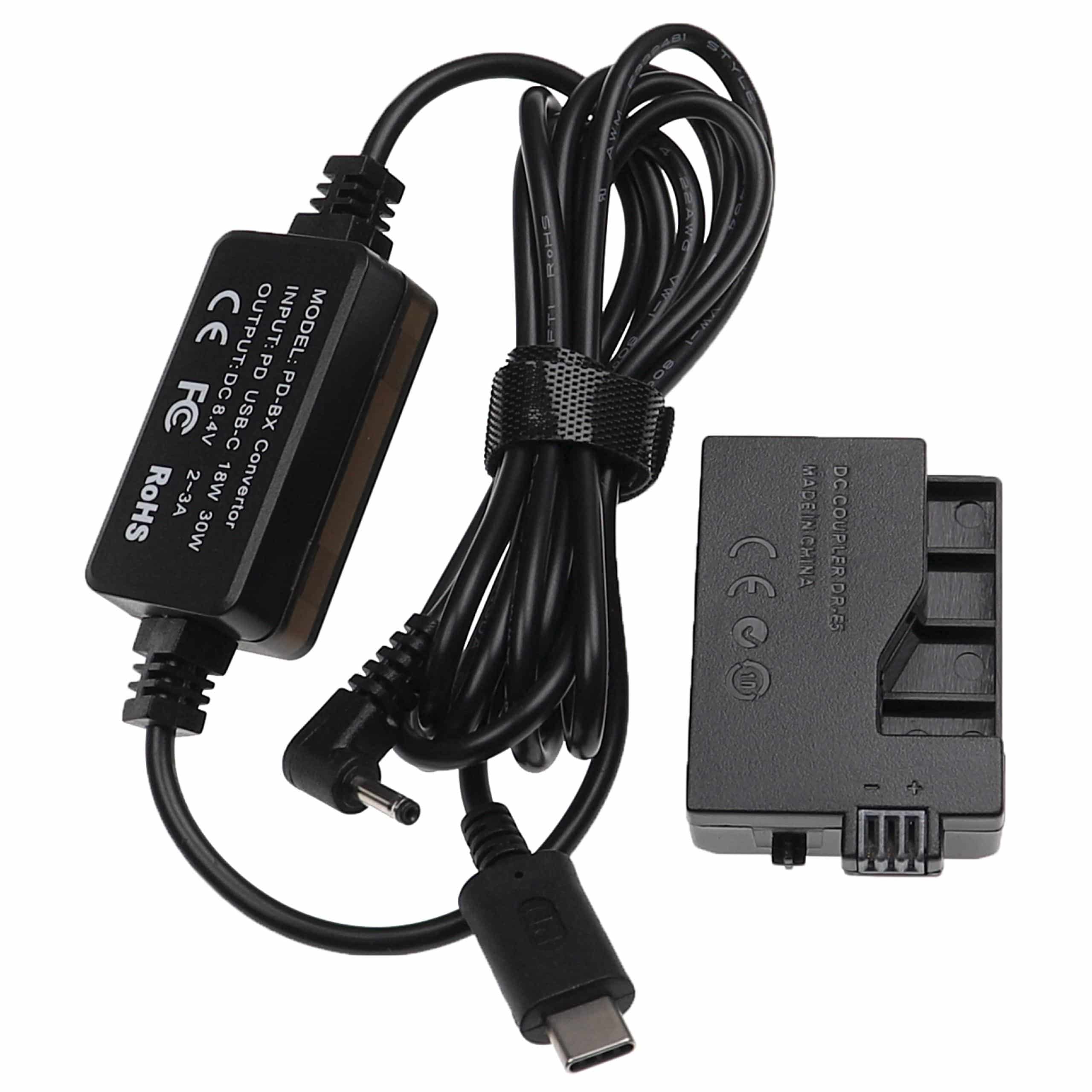 USB Power Supply replaces ACK-E5 for Camera + DC Coupler as Canon DR-E5 - 2 m, 8.4 V 3.0 A