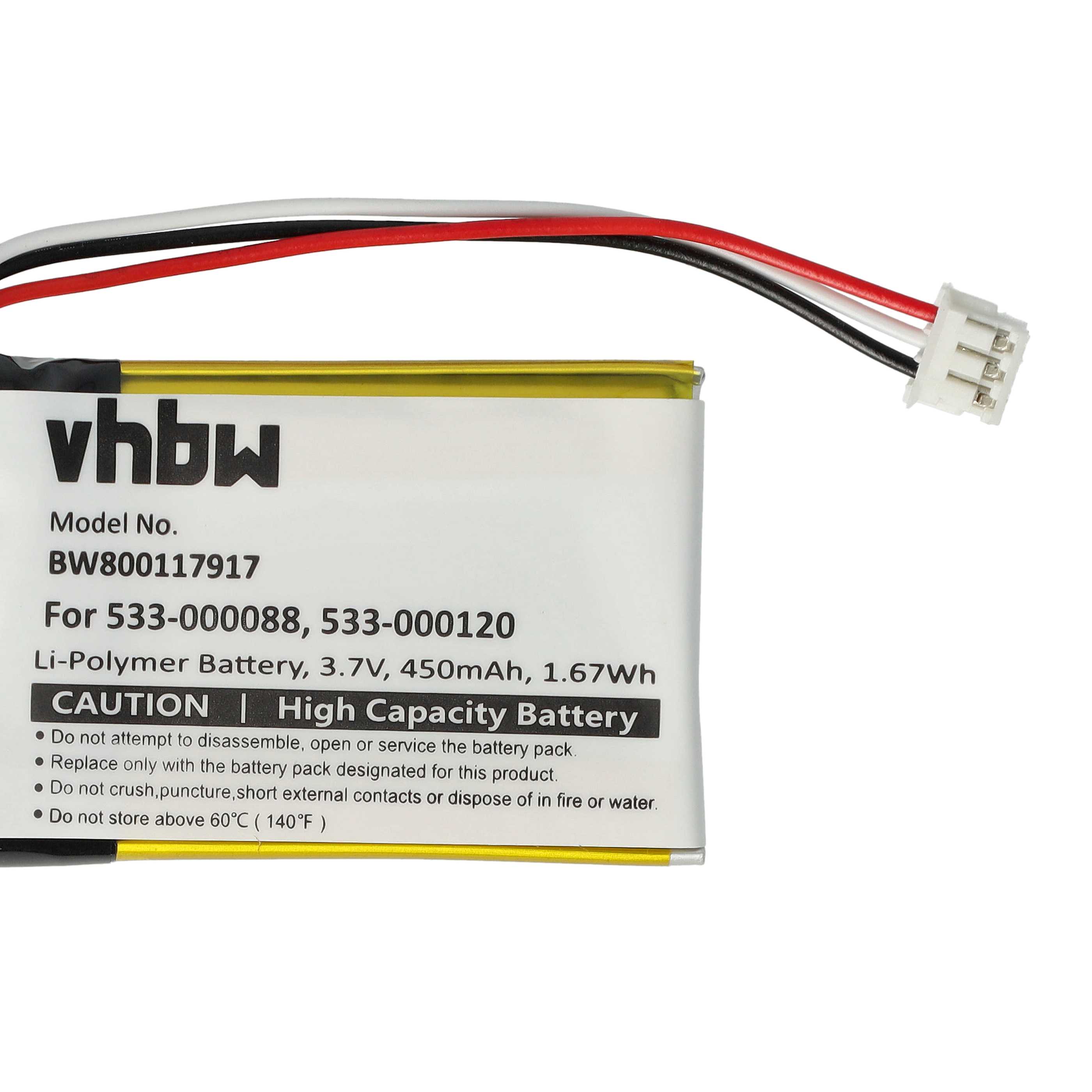 Computer Mouse Battery replaces Logitech 533-000120, 533-000088, 533-000121 - 450 mAh 3.7 V Li-polymer