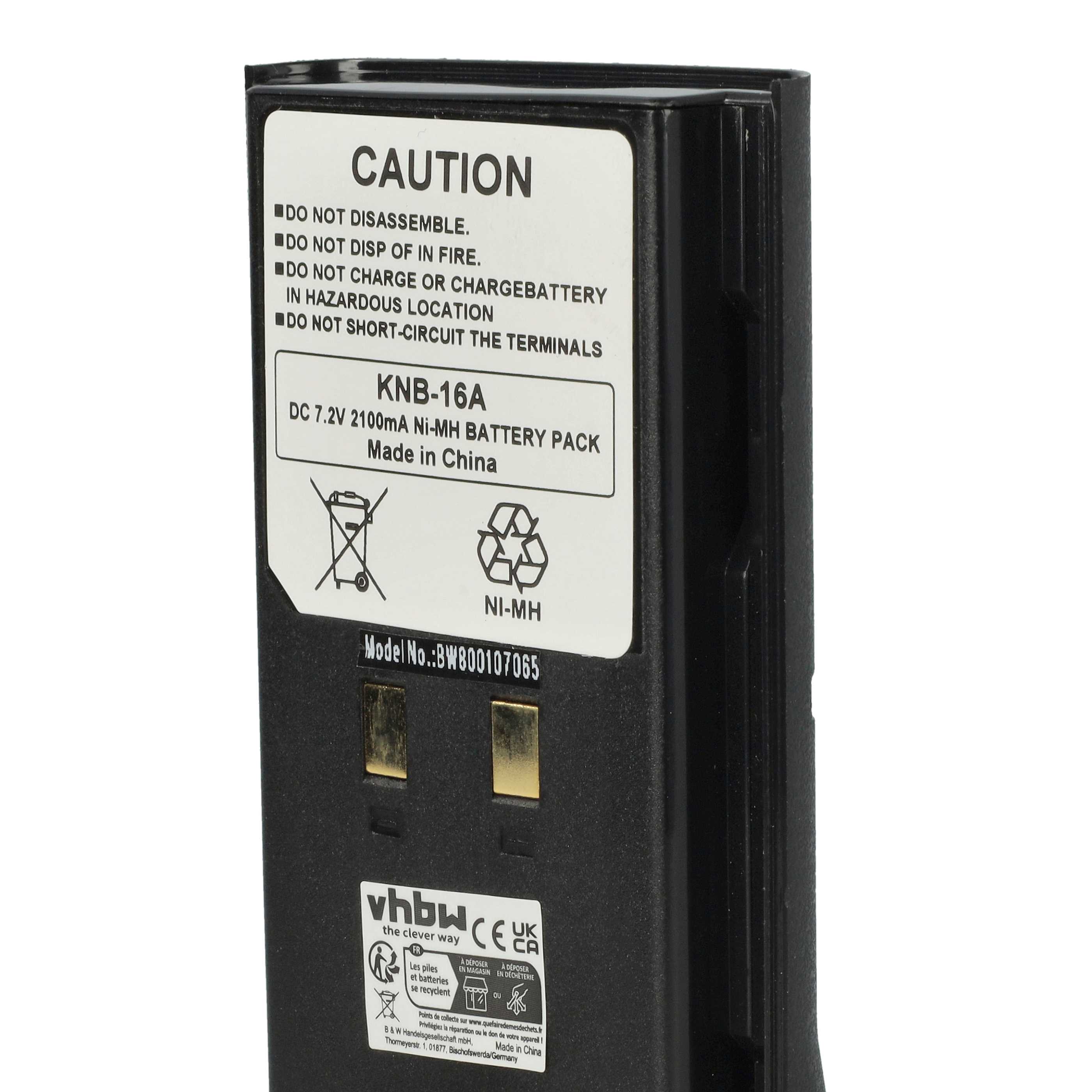 2x Batteria sostituisce Kenwood KNB-21N, KNB-17N, KNB-17A, KNB-16A per dispositivo radio - 2100mAh 7,2V NiMH