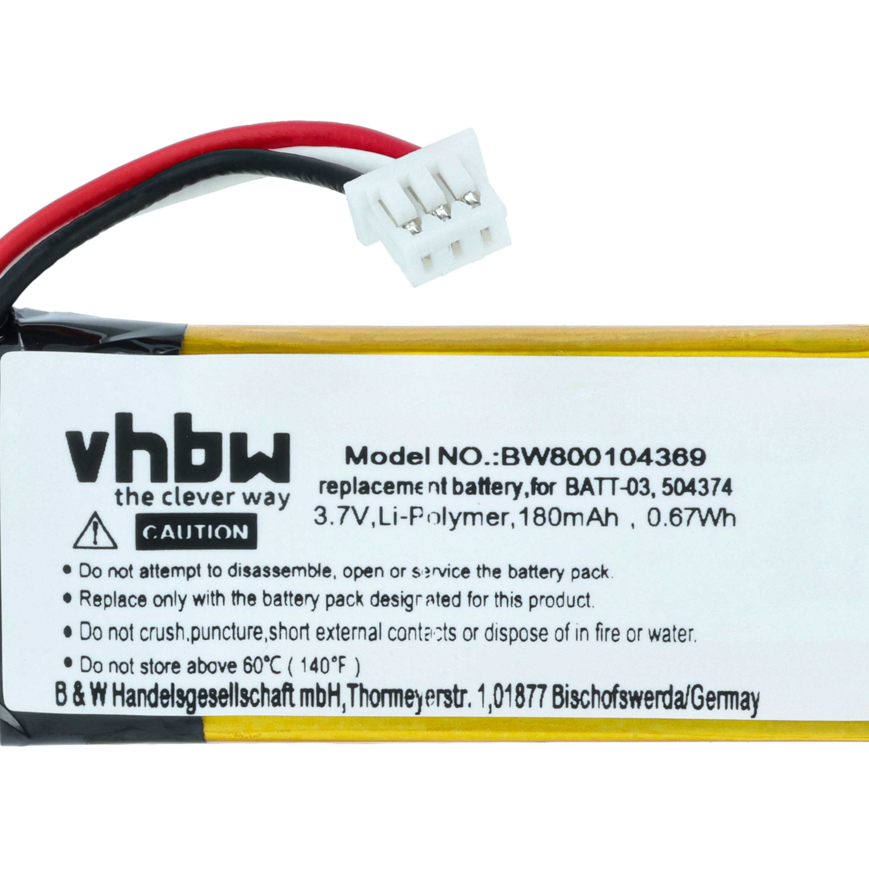 Wireless Headset Battery Replacement for Sennheiser 504374, BATT-03 - 180 mAh 3.7 V Li-Ion