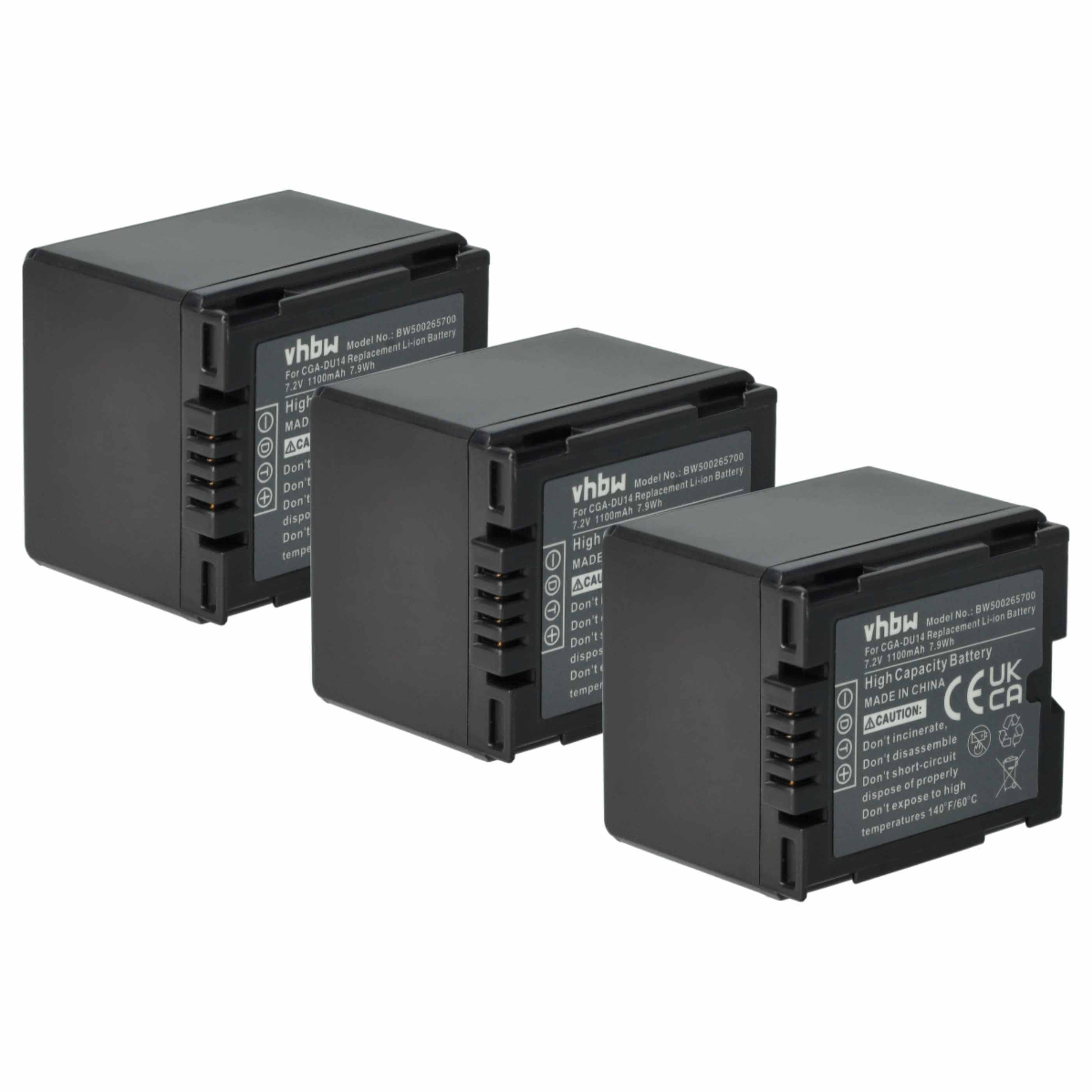 3x Battery replaces Hitachi DZ-BP07s, DZ-BP21, DZ-BP14s - 1100mAh, 7.2V, Li-Ion