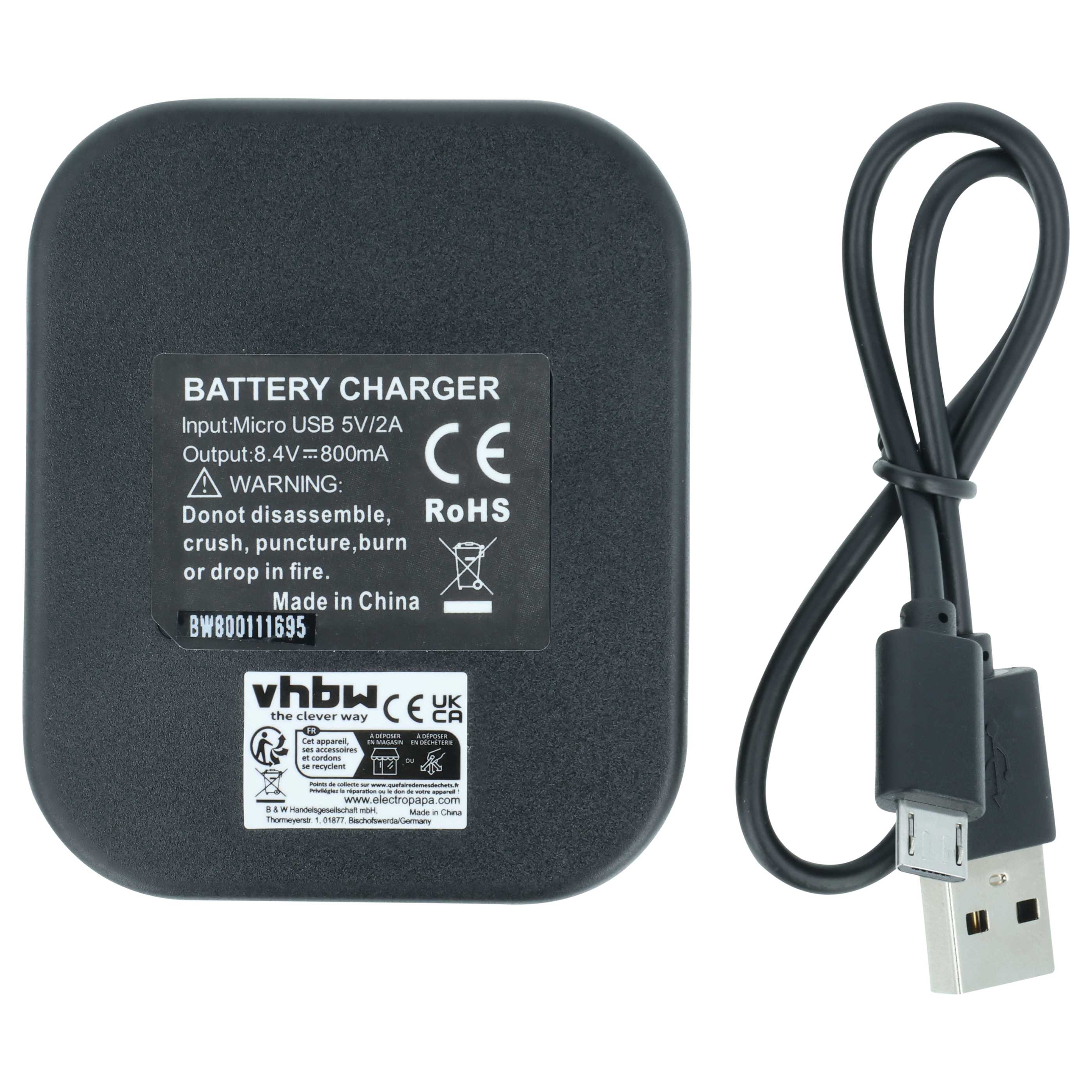 Battery Charger Micro-USB + Cable Micro-USB suitable for Sony DSC-RX10 III Digital Camera - 0.6 A
