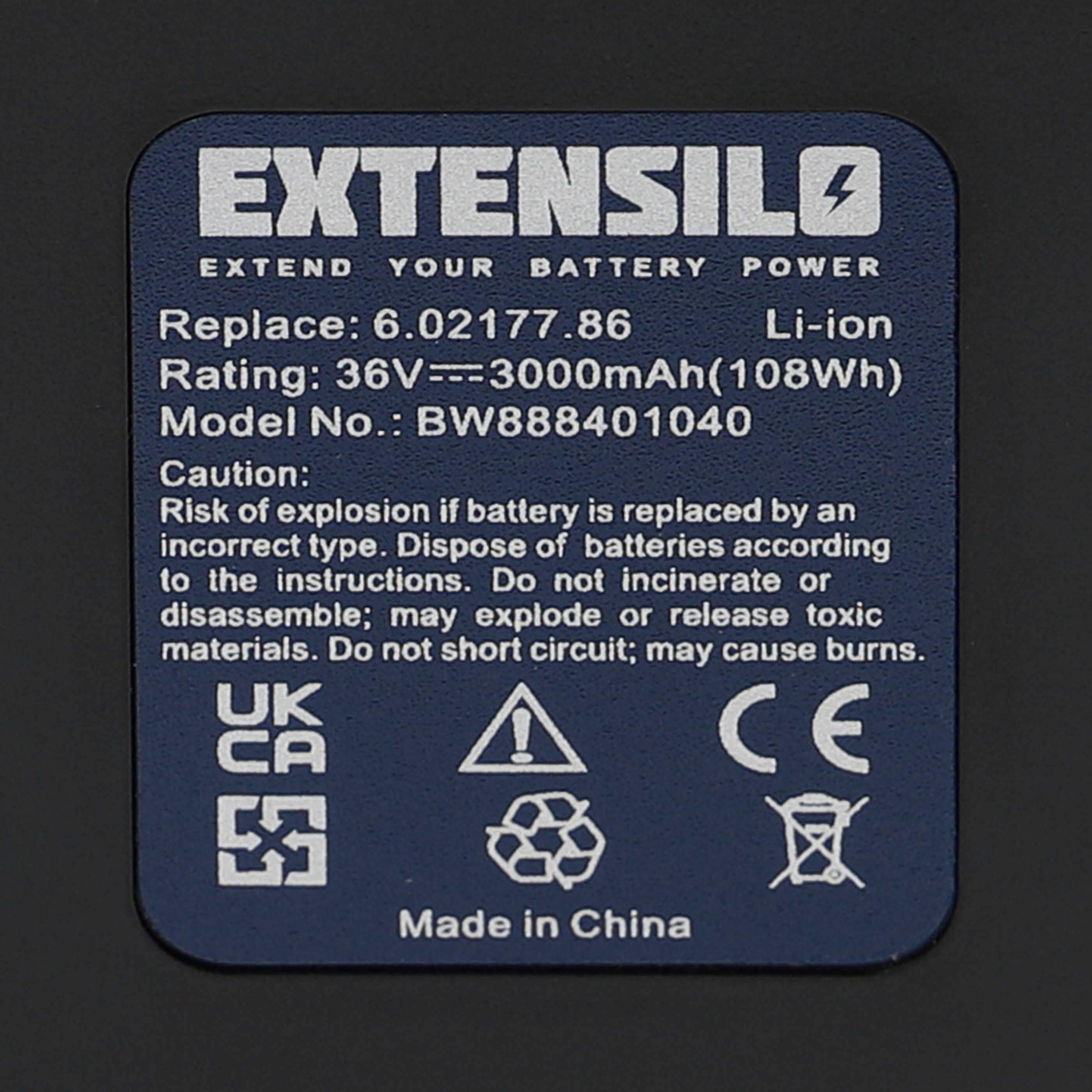 Akumulator do elektronarzędzi zamiennik Metabo 6.02177.86, 6.00795.68, 6.25453, 6.00795.00 - 3 Ah 36 V Li-Ion