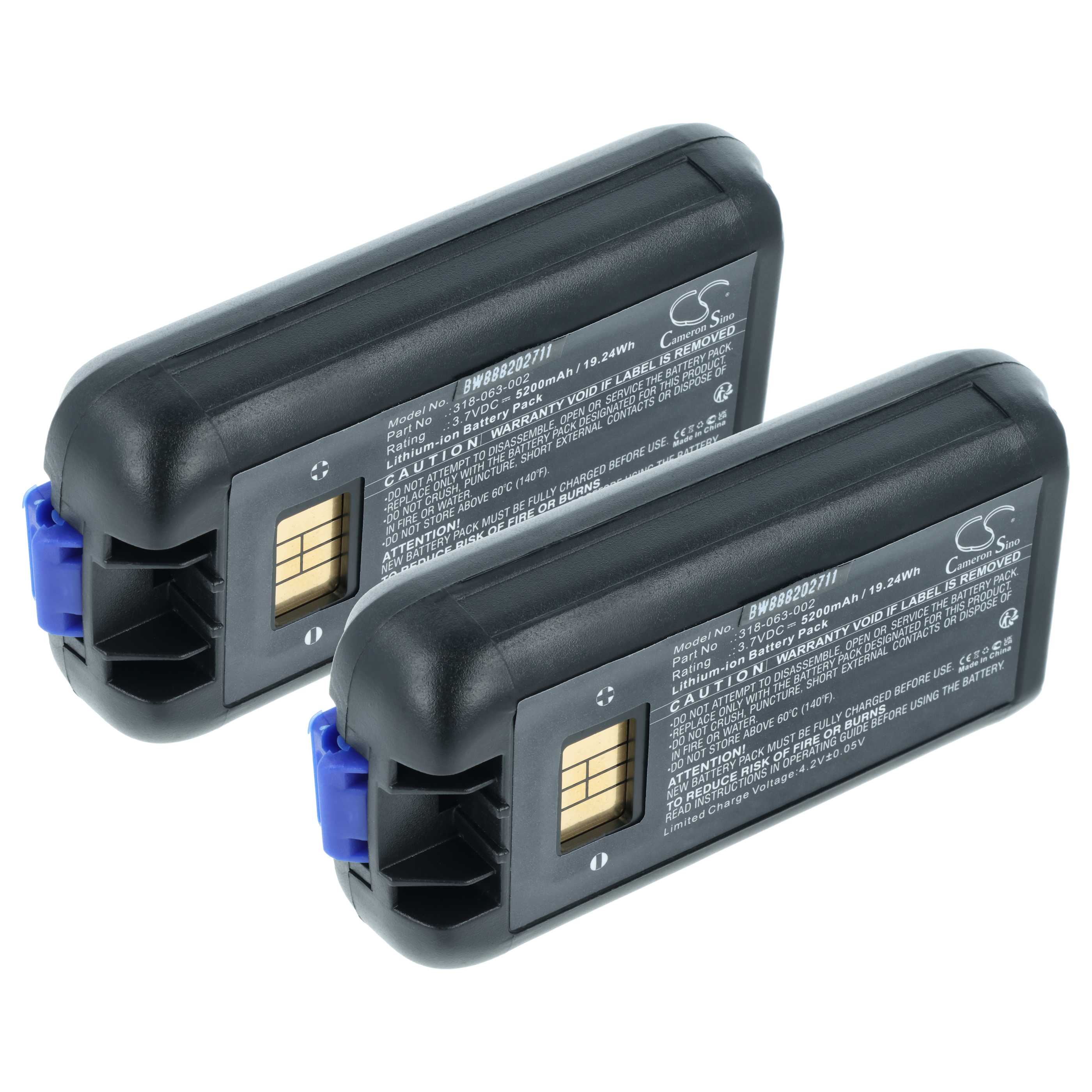 Handheld Computer 2x Battery replaces Honeywell 318-034-001, 318-034-013, 318-034-003 - 5200mAh, 3.7V