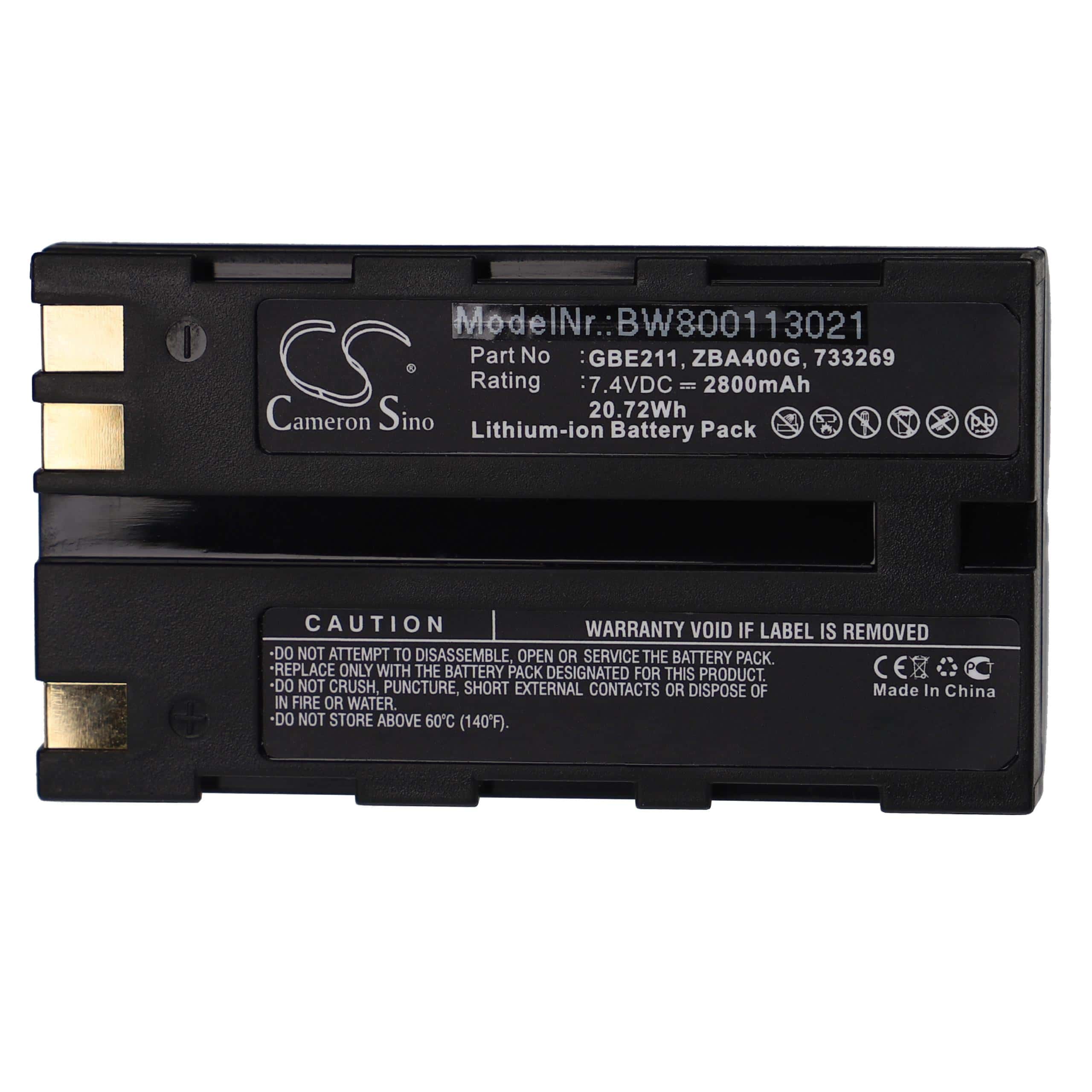 Laser Battery Replacement for Geomax ZBA400, ZBA200 - 2800mAh 7.4V Li-Ion