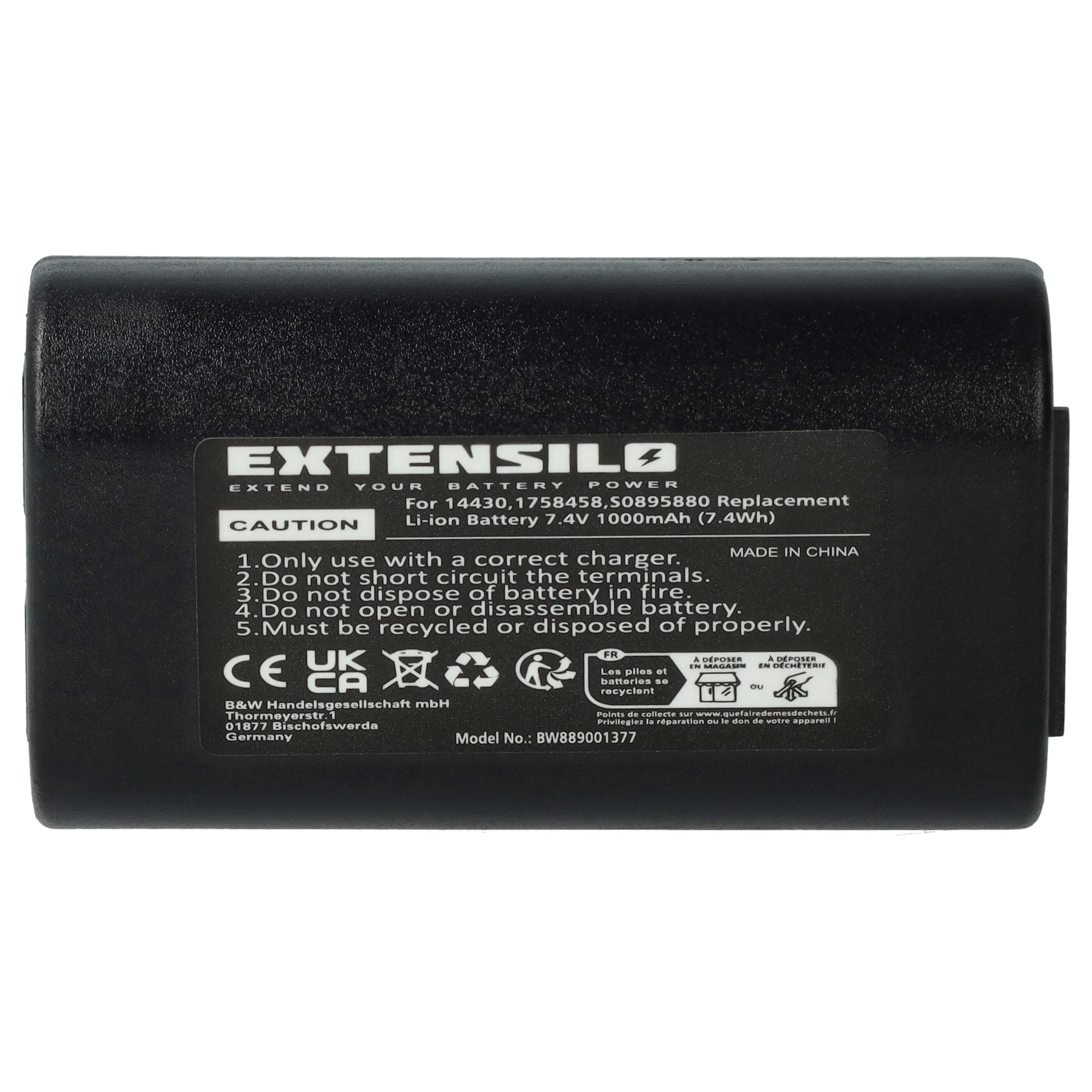 Batterie remplace 3M W003688, S0895880 pour imprimante - 1000mAh 7,4V Li-ion