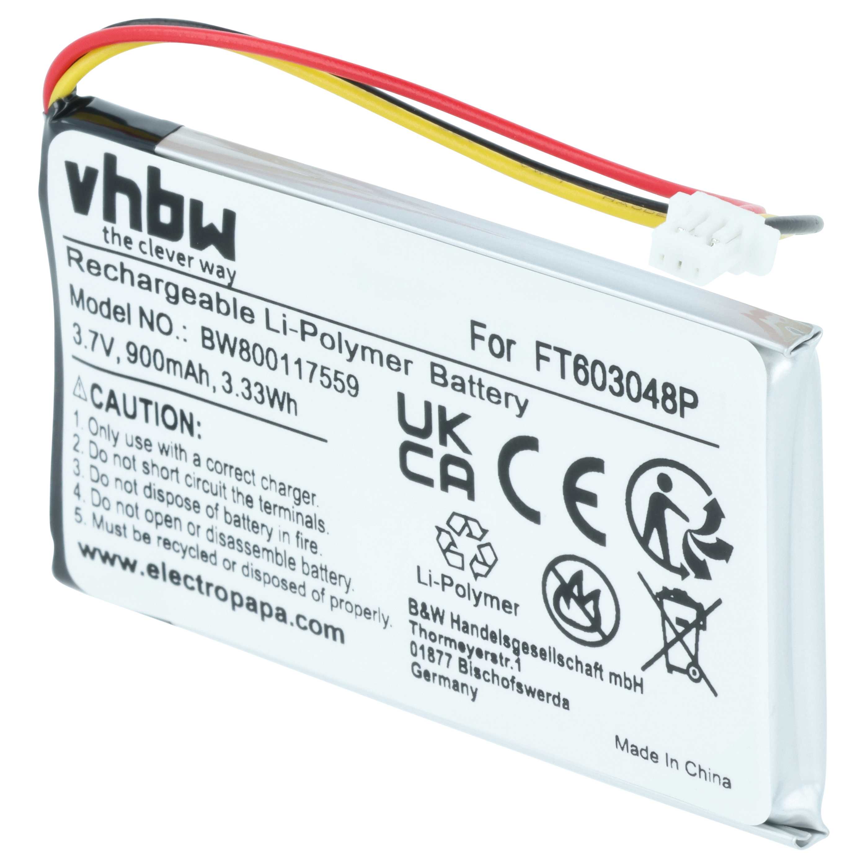 Akumulator do słuchawek bezprzewodowych zamiennik Turtle Beach FT603048P - 900 mAh 3,7 V Li-Ion