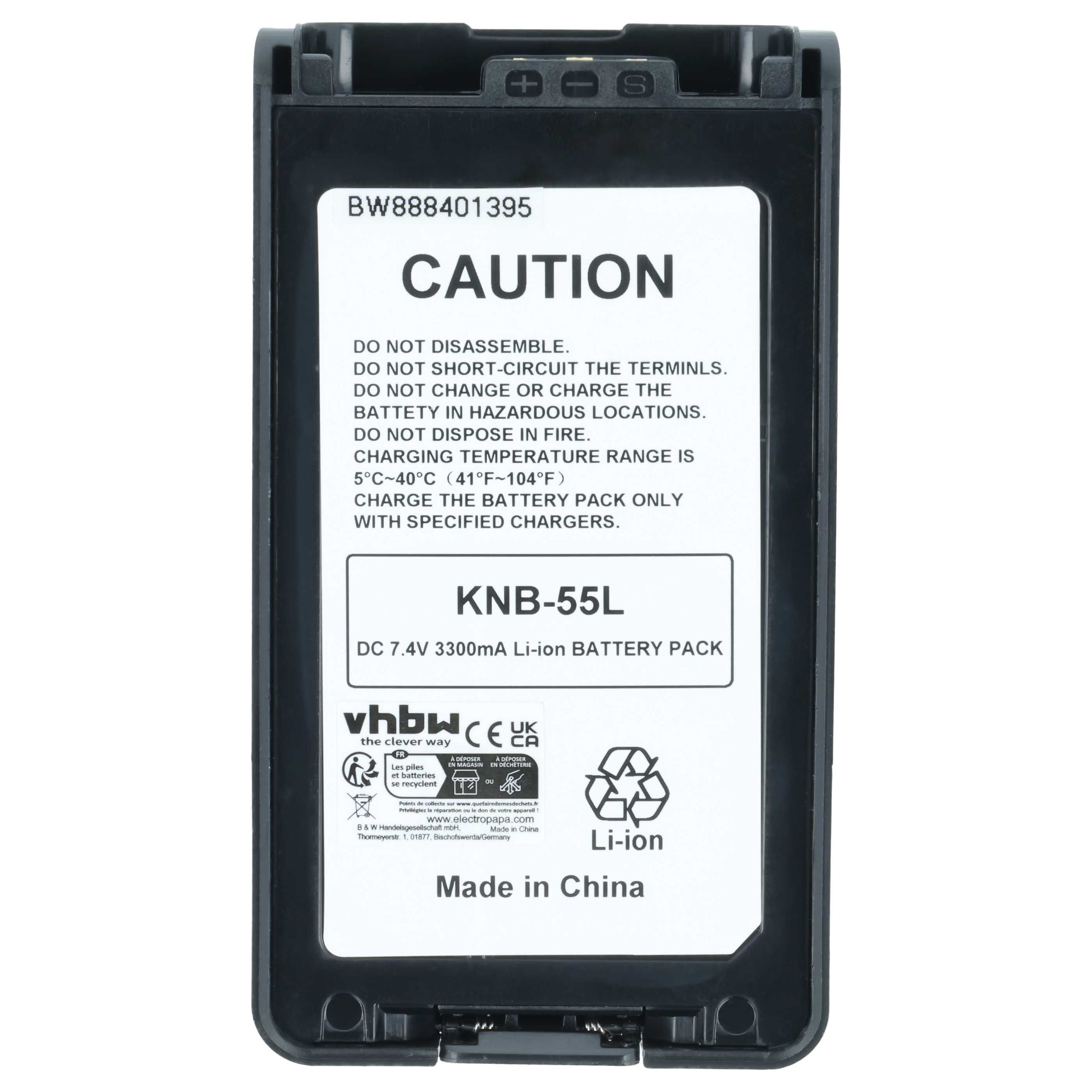 Radio 2x Battery replaces Kenwood KNB-57L, KNB-78L, KNB-55L, KNB-56N, KNB-24L, KNB-35L - 3300 mAh 7.4 V Li-Ion
