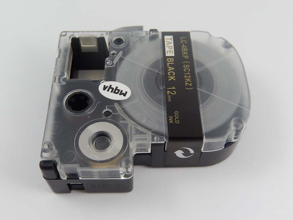 Label Tape as Replacement for Epson LC-4BKP - 12 mm Gold to Black