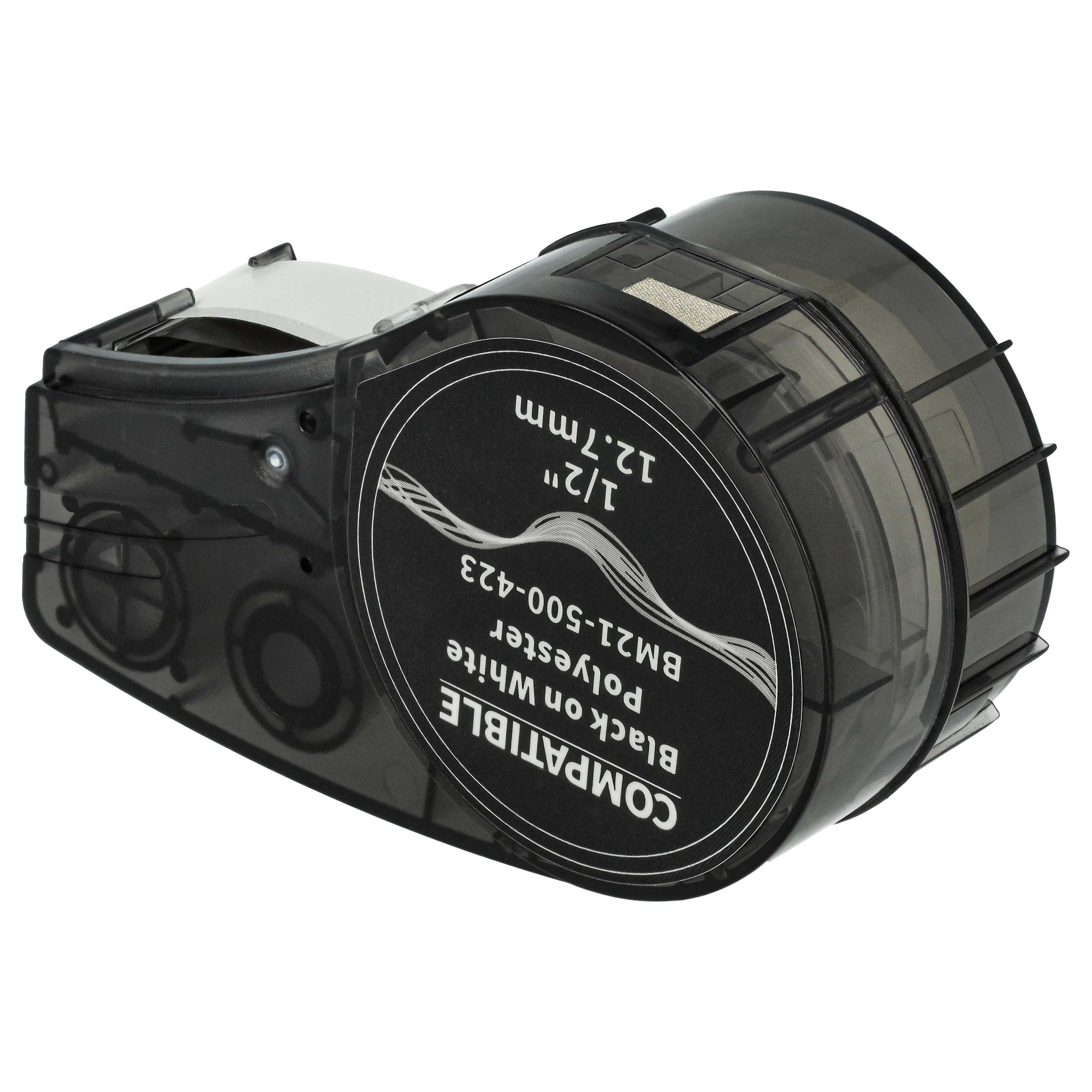 5x Schriftband als Ersatz für Brady M21-500-423 12,7mm Schwarz auf Weiß, Polyester