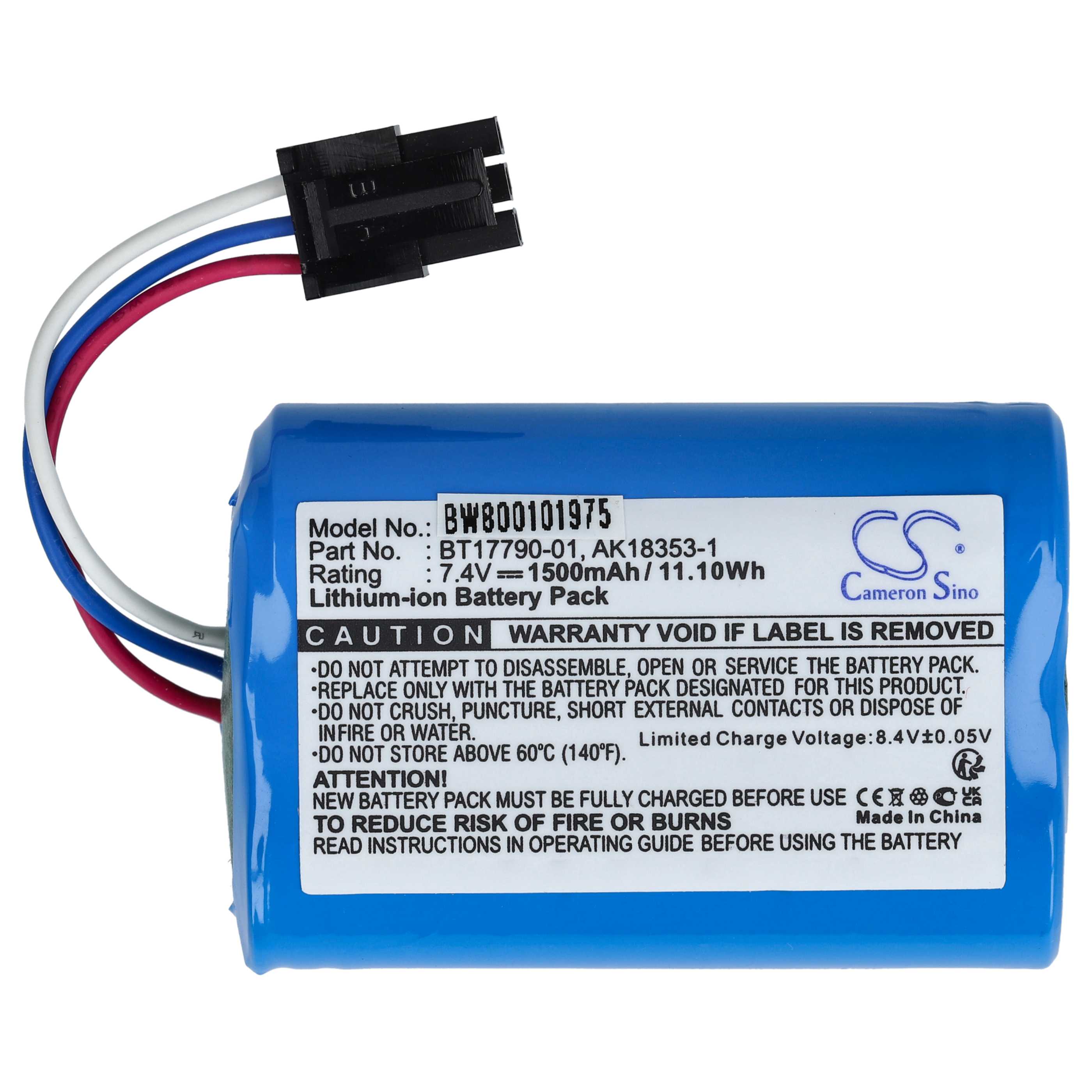 Printer 5x Battery replaces Zebra BT17790-1, BT17790-2, M3I-0UB00000-03, AK18353-1 - 1500 mAh 7.4 V Li-Ion