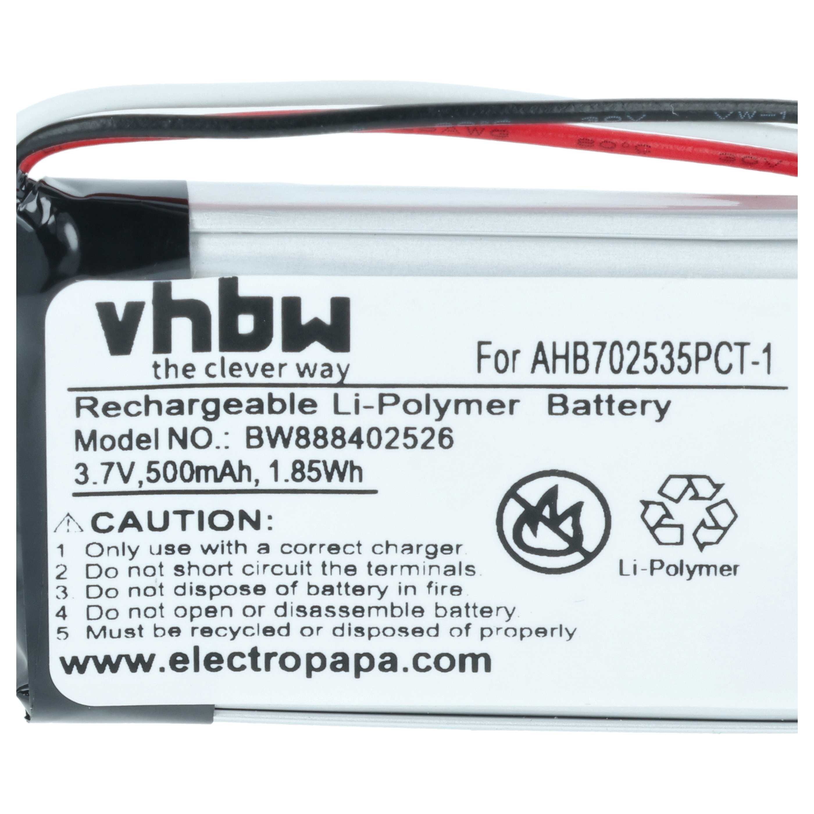 Akumulator do słuchawek bezprzewodowych zamiennik Sennheiser AHB702535PCT-01 - 500 mAh 3,7 V LiPo