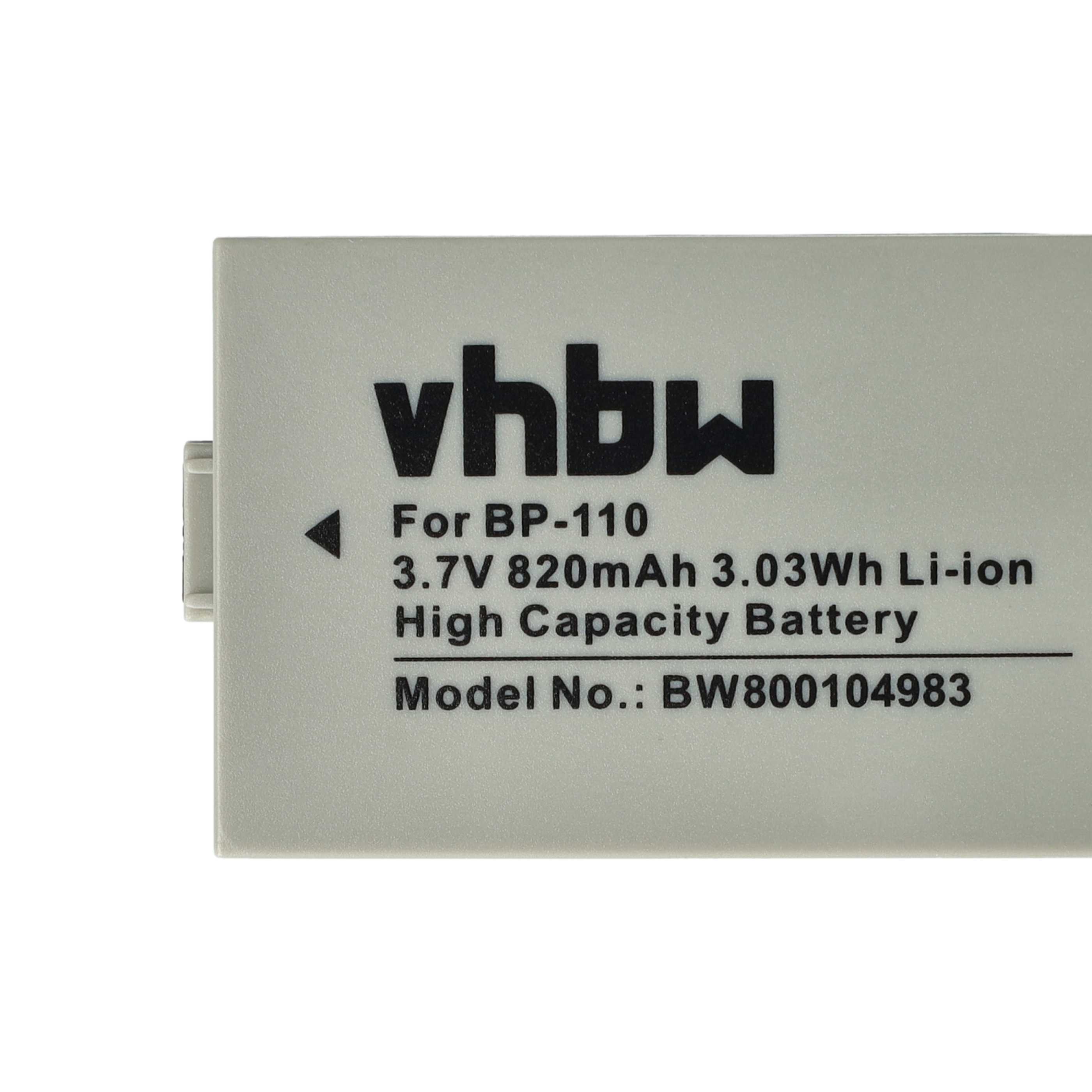 Videocamera 3x Battery replaces Canon BP-110 - 800 mAh 3.7 V Li-Ion