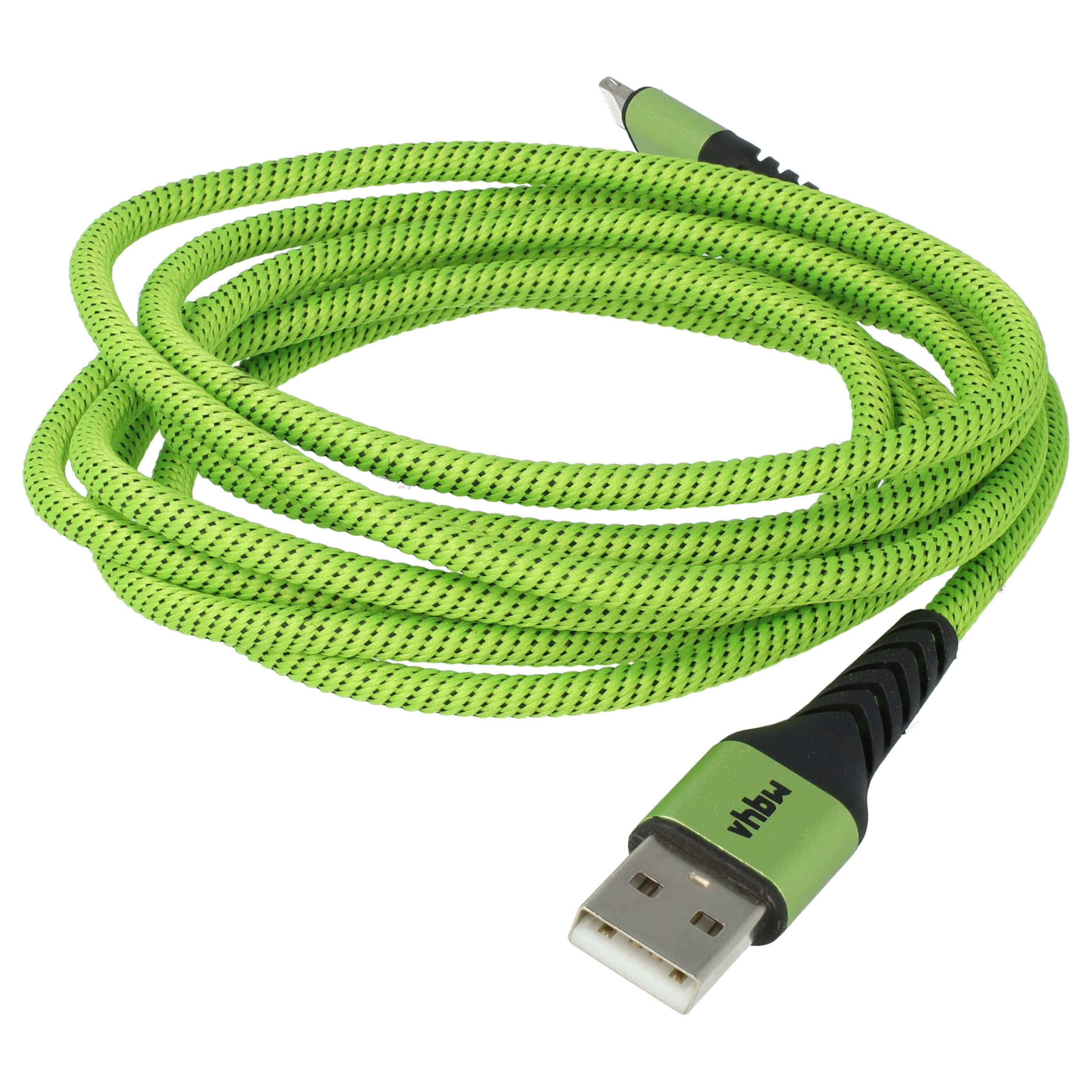 Lightning Kabel auf USB A passend für Apple iOS Geräte - Grün Schwarz, 180cm