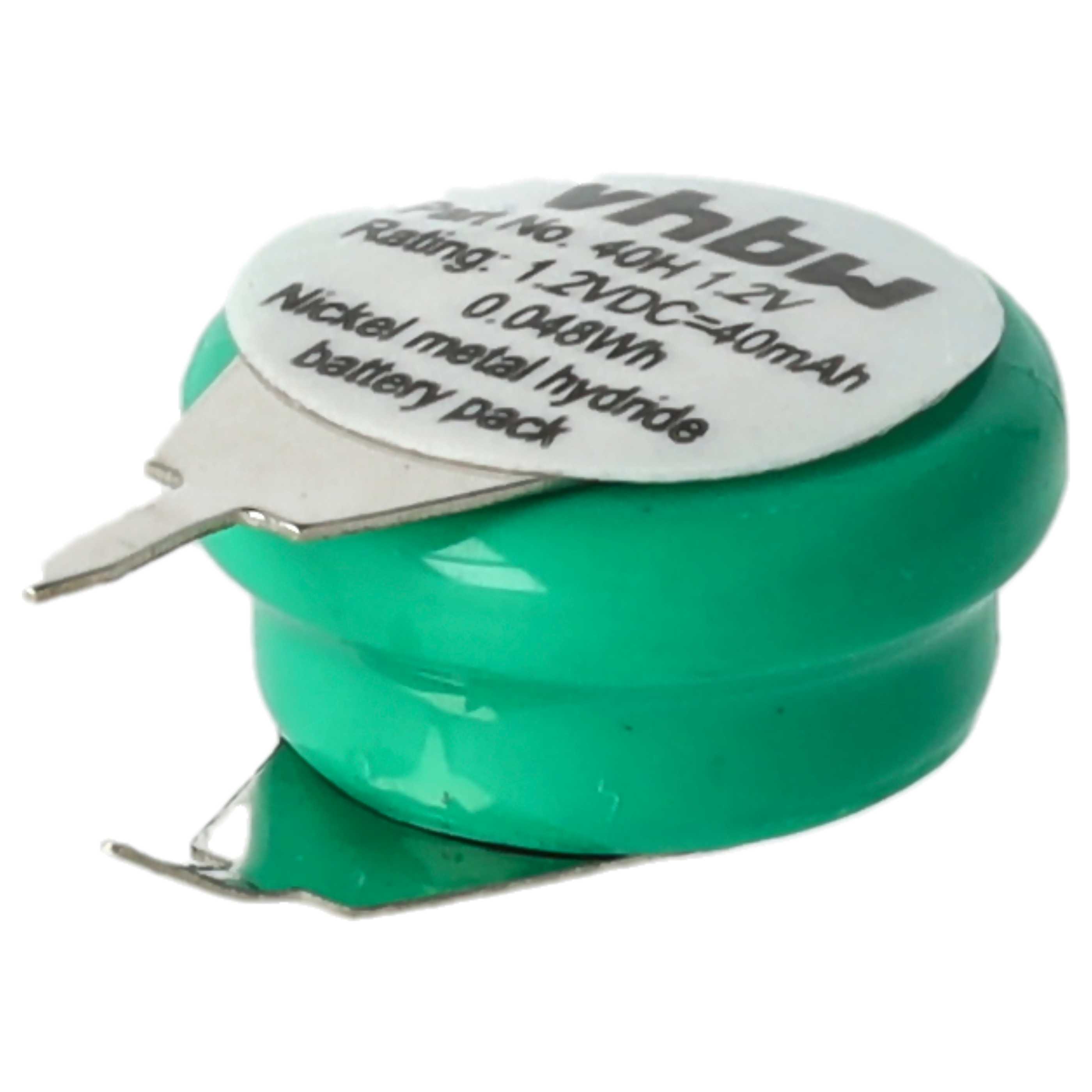 10x Button Cell Battery Type 1/V40H 2 Pins for Model Building Solar Lamps etc. - 40 mAh 1.2 V NiMH