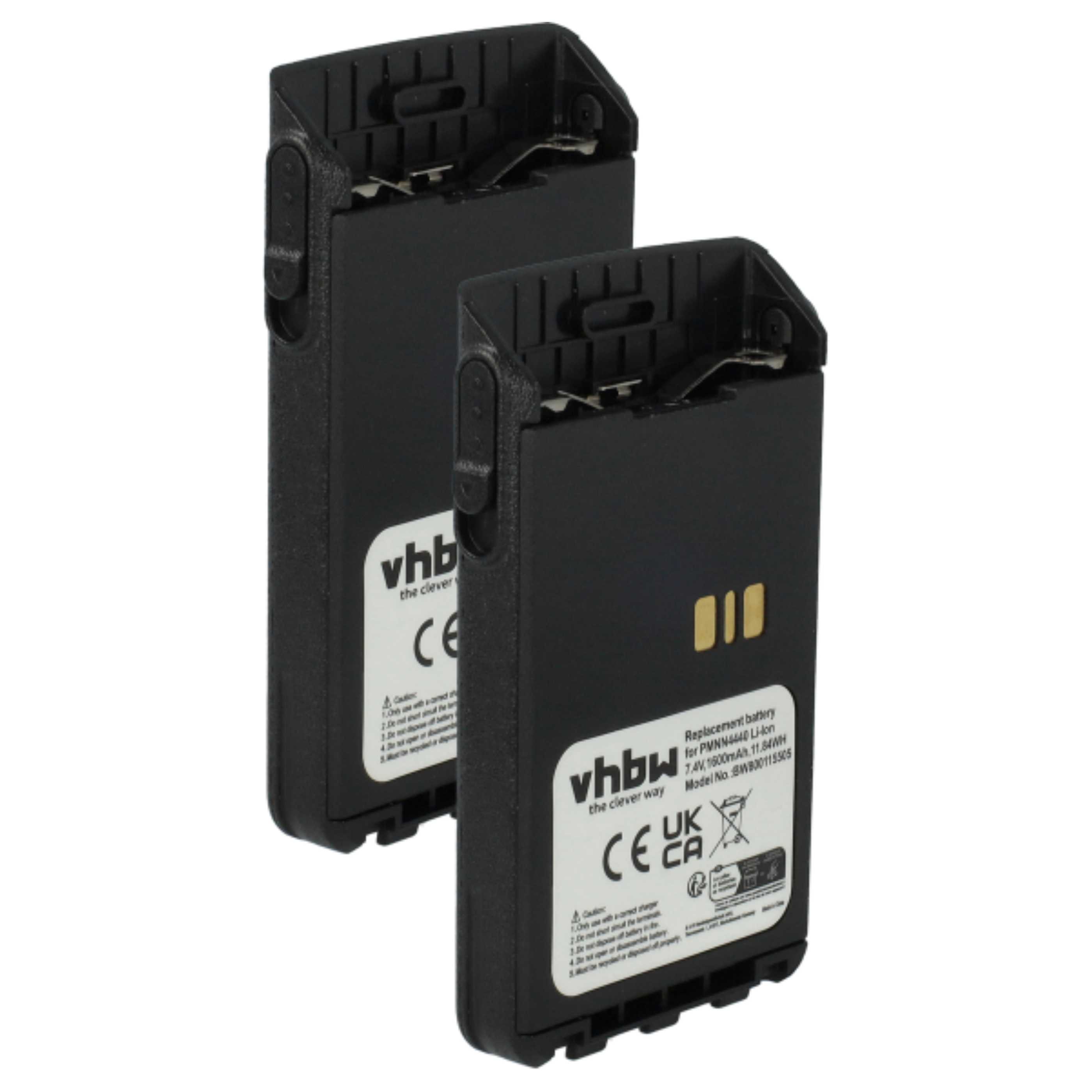 Radio 2x Battery replaces Motorola PMNN4511A, PMNN4440, PMNN4502A, PMNN4440AR - 1600 mAh 7.4 V Li-Ion
