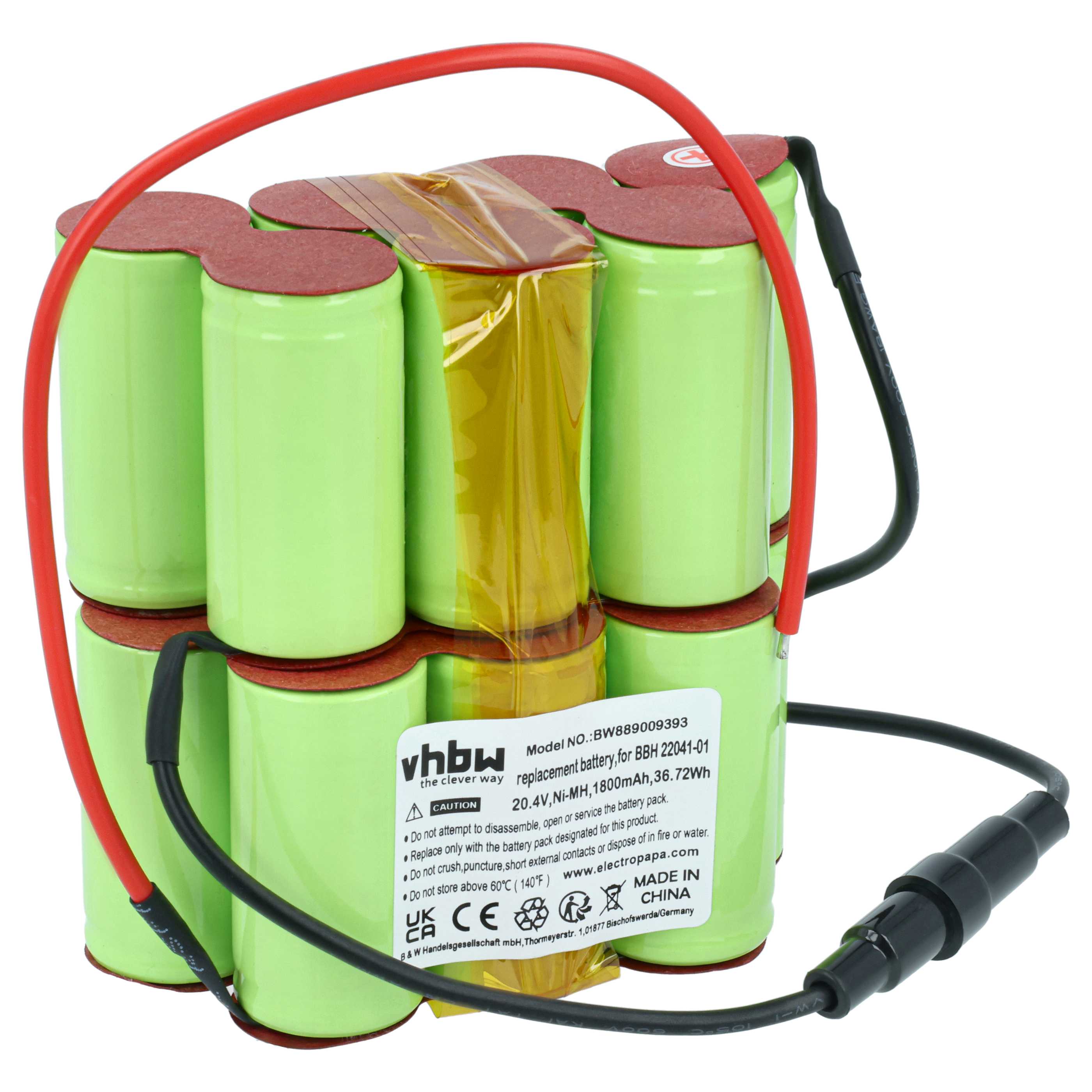 Battery replaces Bosch 11015613 for Bosch 1800mAh, 20.4V, NiMH