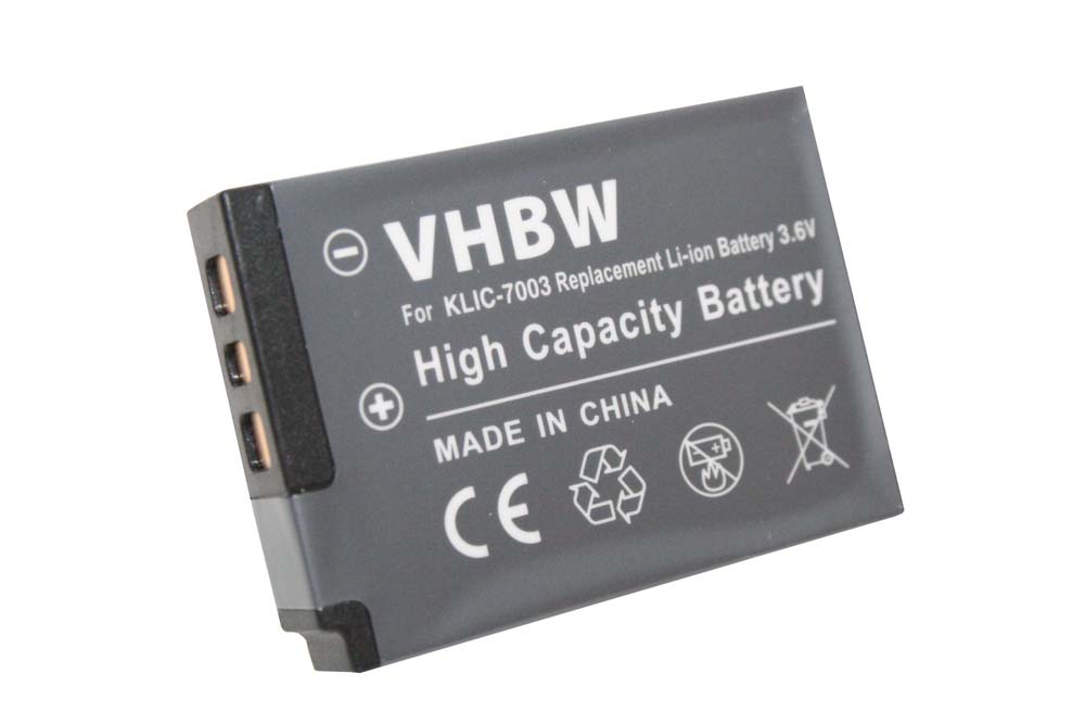 Battery replaces Kodak Klic-7003 - 700mAh, 3.6V, Li-Ion