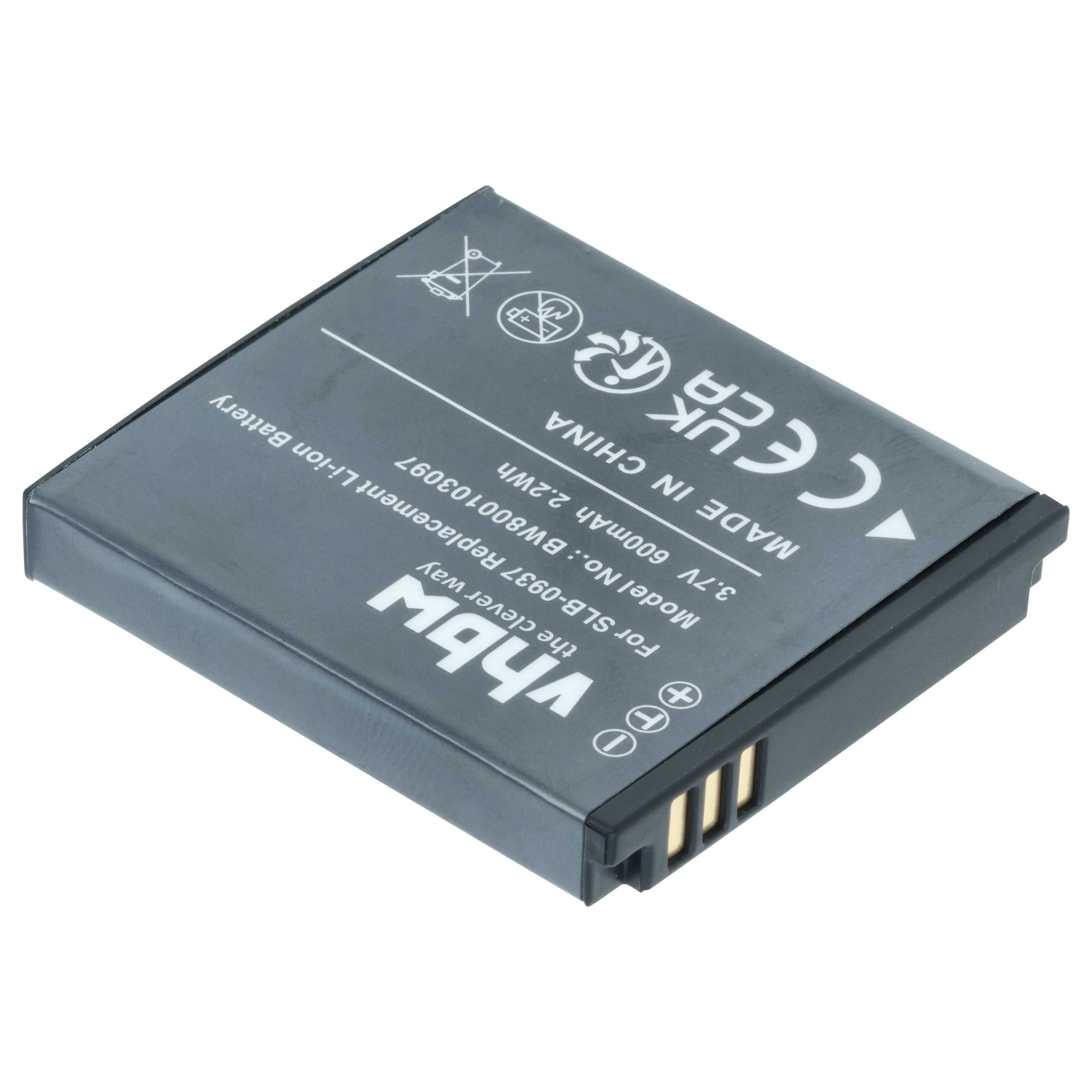 Battery replaces Samsung SLB-0937 - 600mAh, 3.7V, Li-Ion