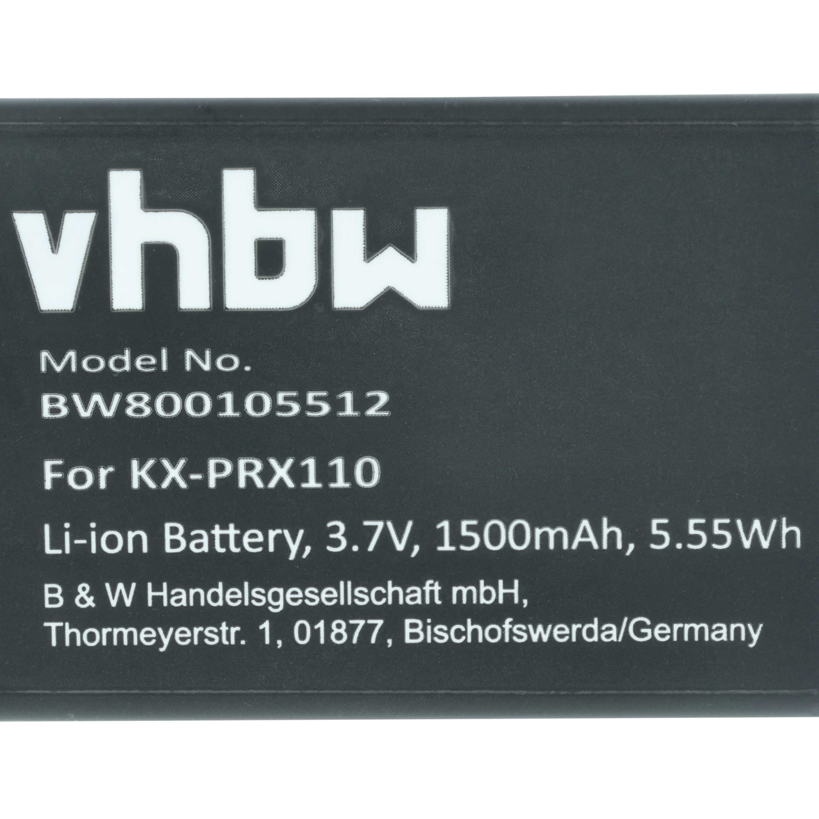 Batterie remplace Panasonic KX-PRA10EX, KX-PRA10 pour téléphone Panasonic - 1500mAh 3,7V Li-ion