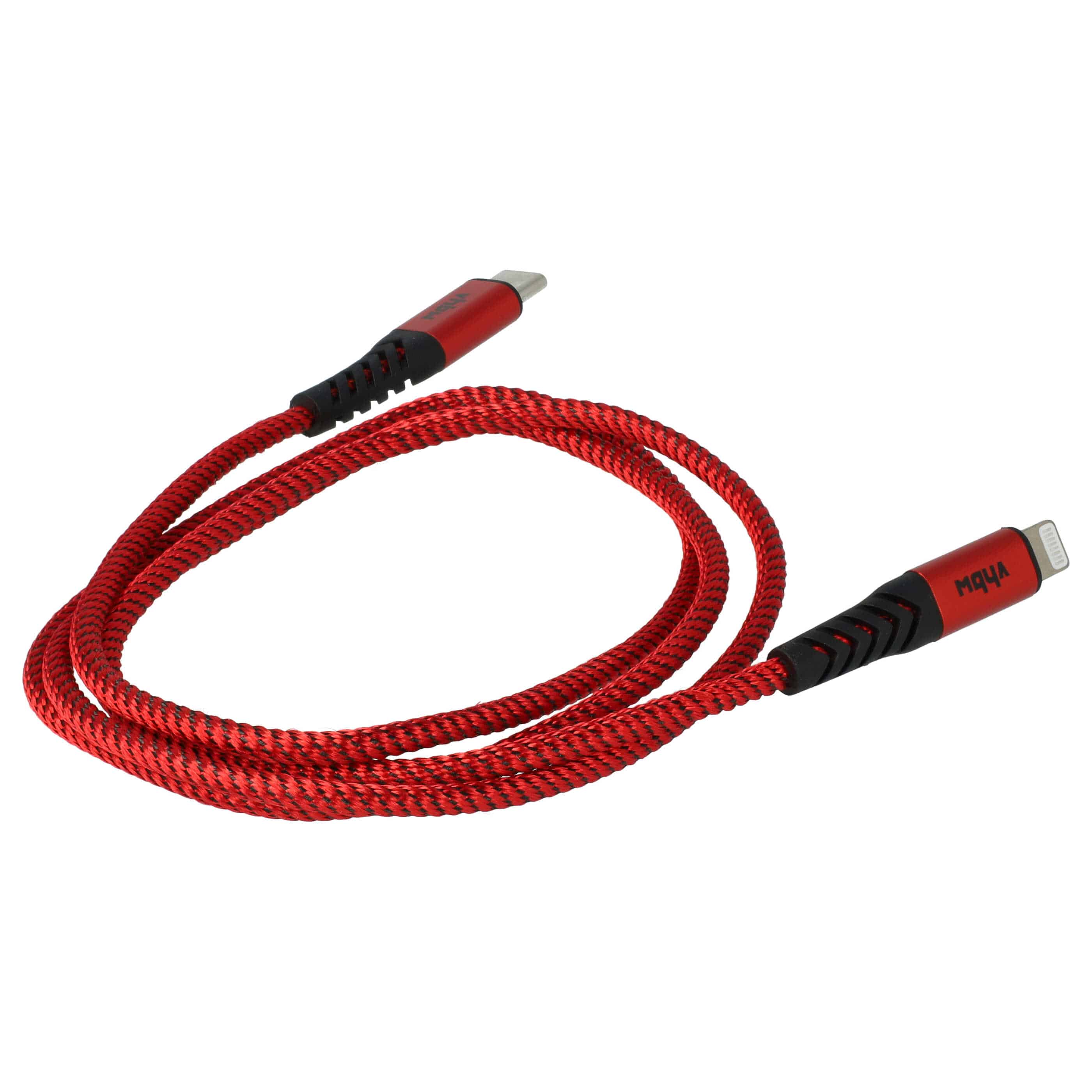 Câble Lightning vers USB C, Thunderbolt 3 pour iOS Apple MacBook - noir / rouge, 100cm